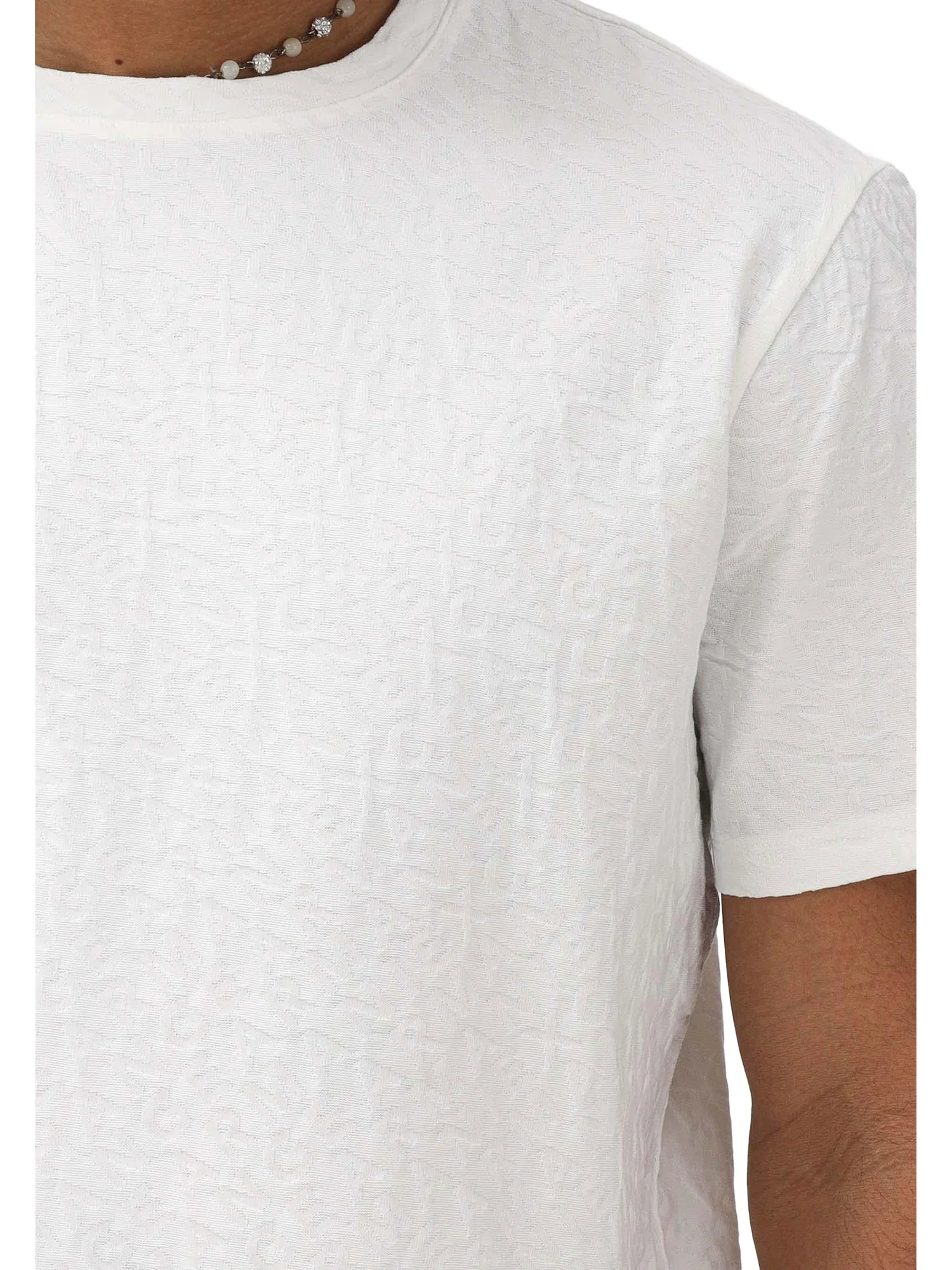 T-shirt Armani Exchange Uomo manica corta jaquard con logo bianco - Image 4