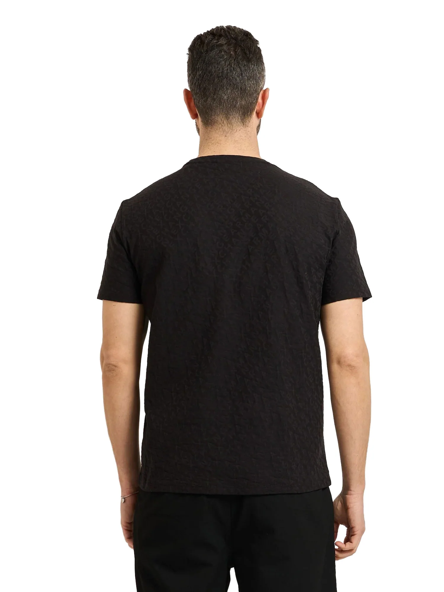 T-shirt Armani Exchange Uomo mc jaquard con logo nero - Image 2