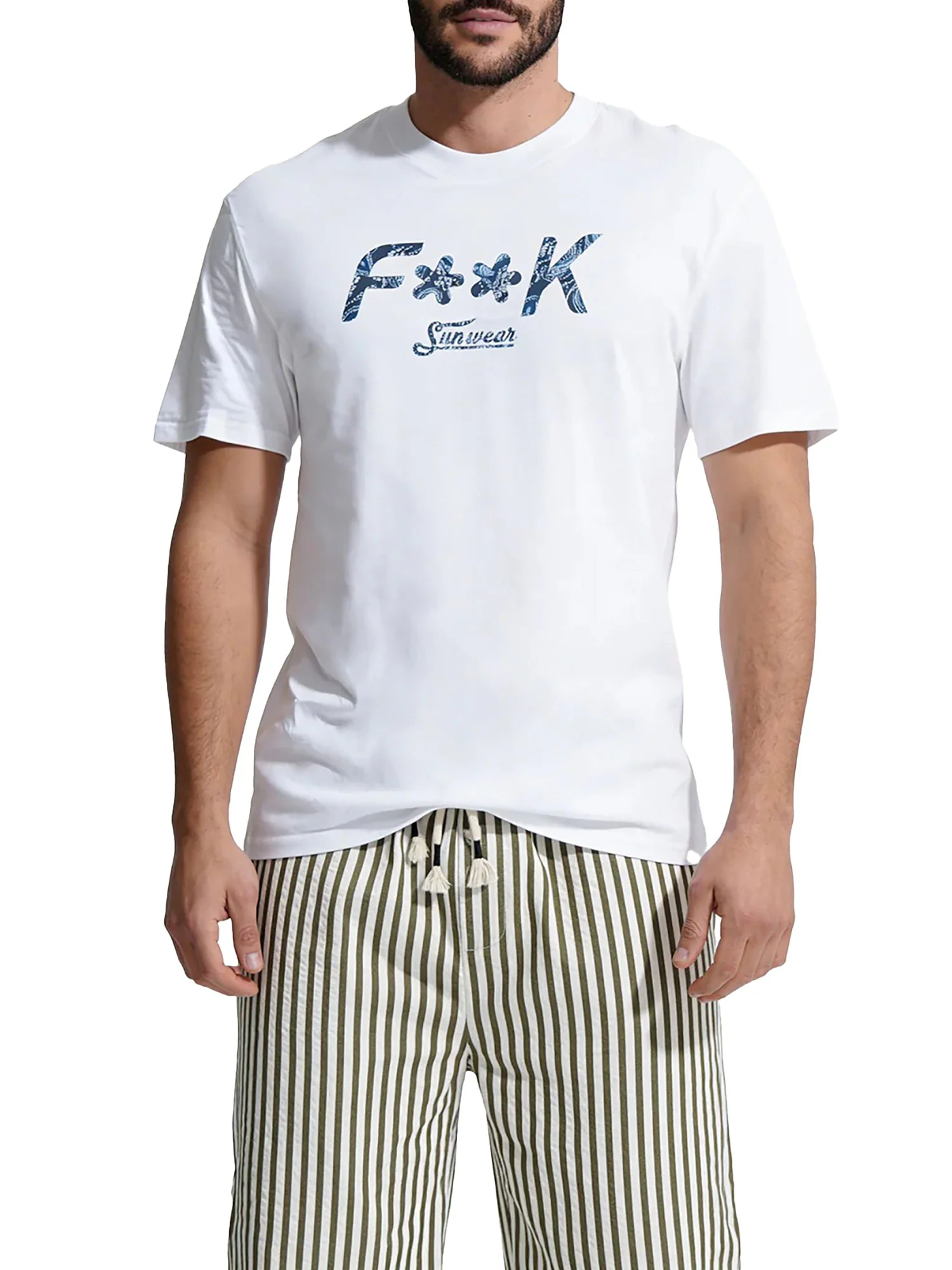 T-shirt mare F**k uomo manica corta jersey bianco
