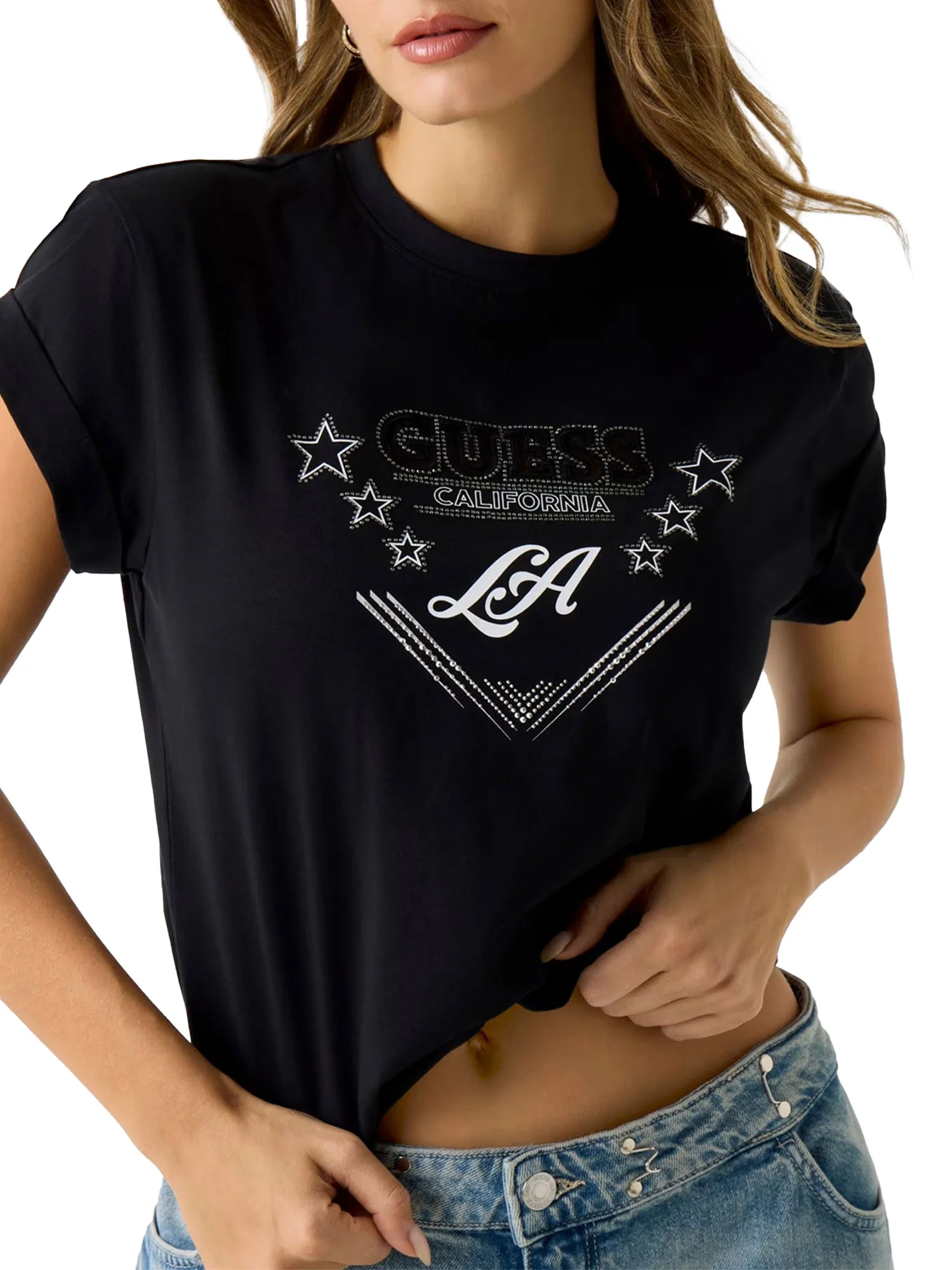 T-shirt Guess Donna la stars nero - Image 3