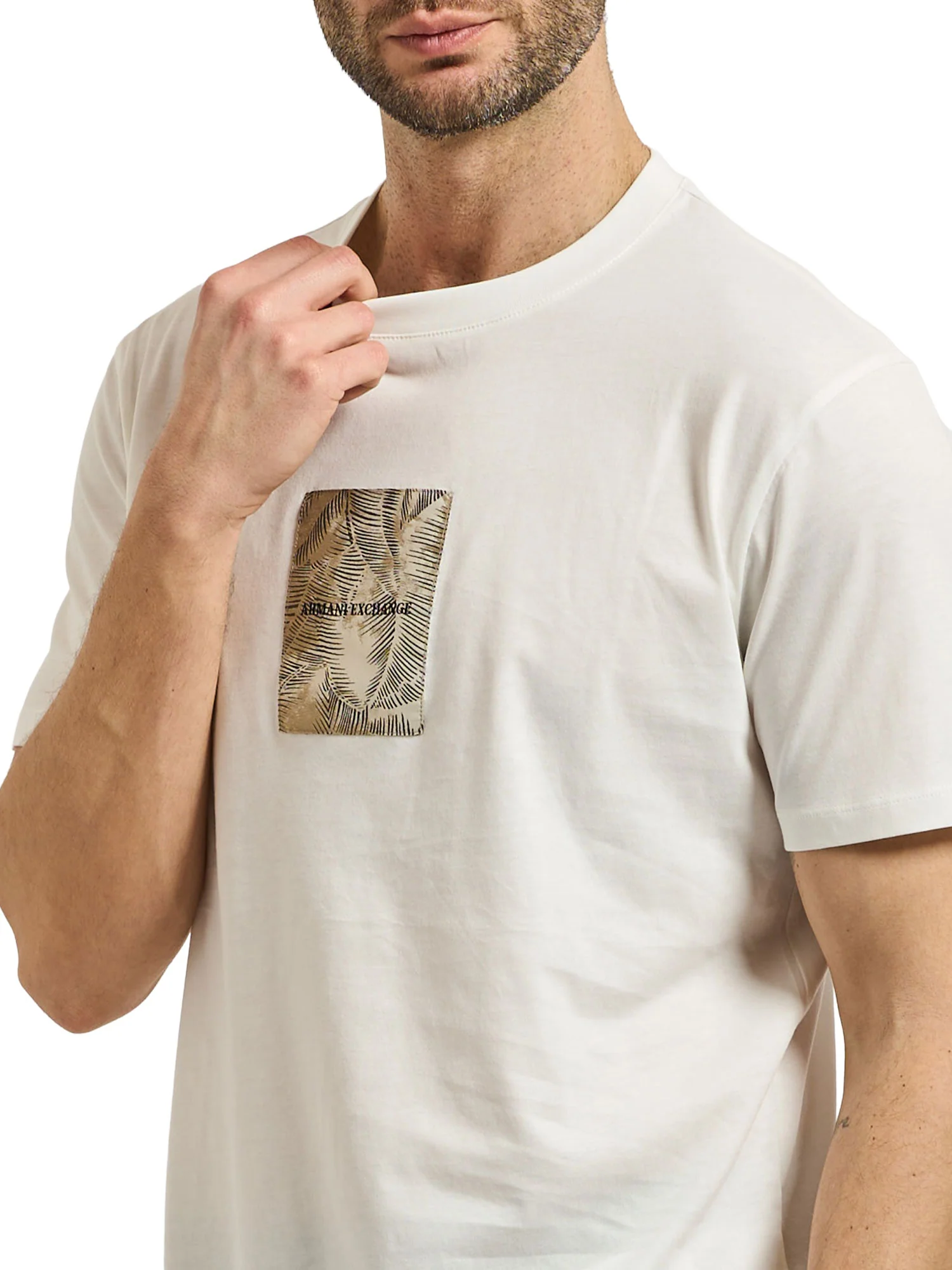 T-shirt Armani Exchange Uomo manica corta leafs logo bianco - Image 4