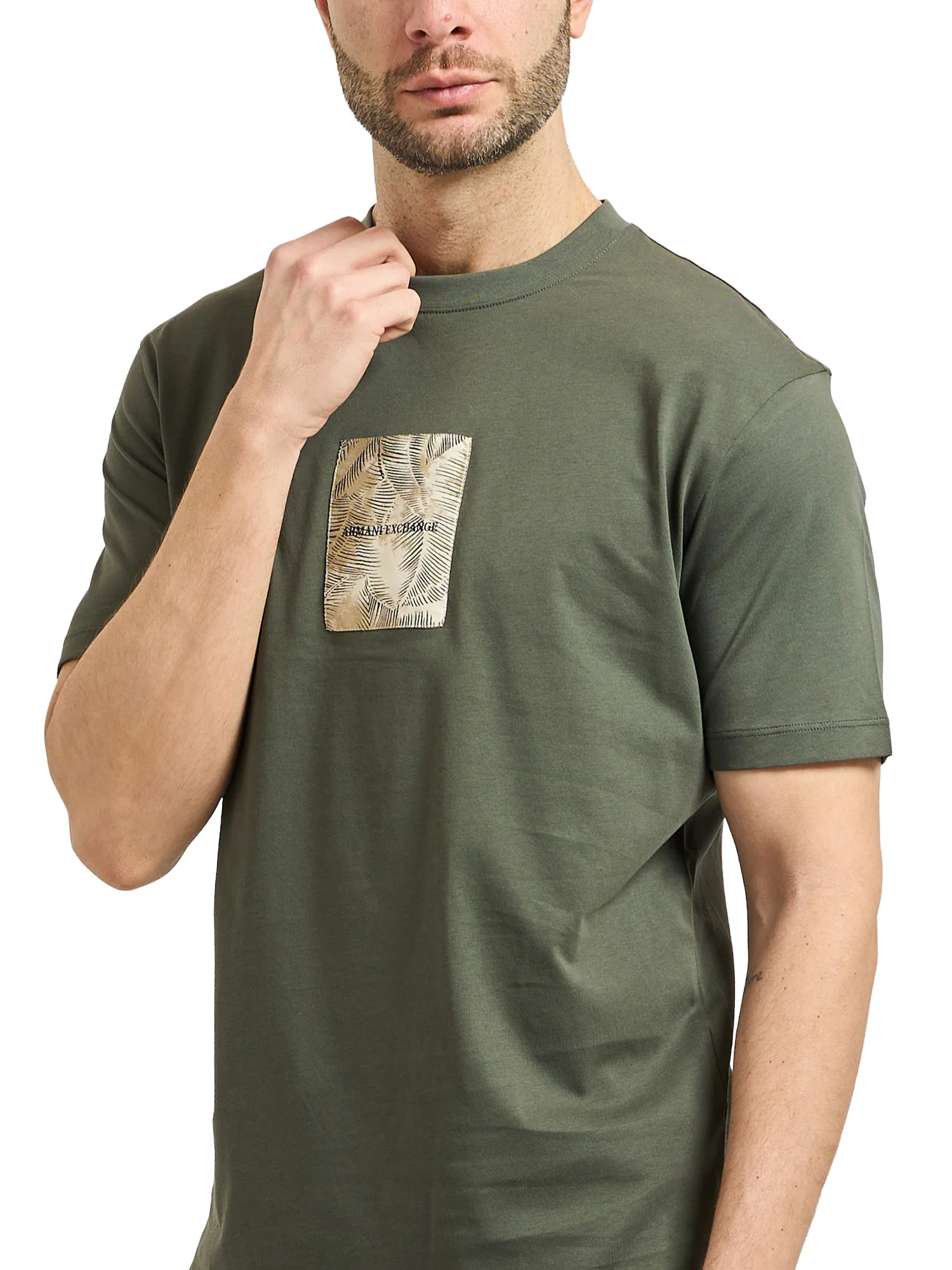 T-shirt Armani Exchange Uomo manica corta leafs logo verde - Image 3