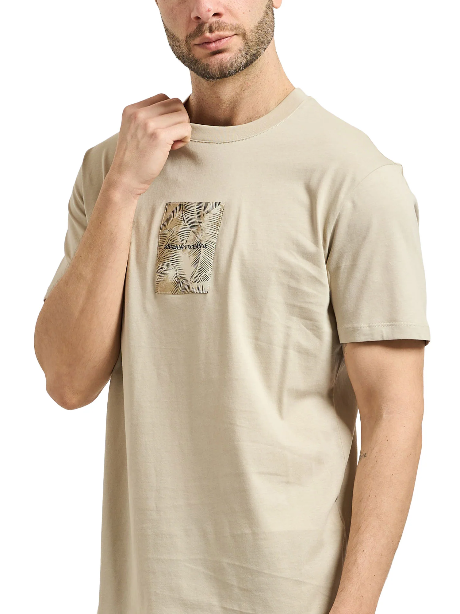 T-shirt Armani Exchange Uomo manica corta leafs logo grigio - Image 4