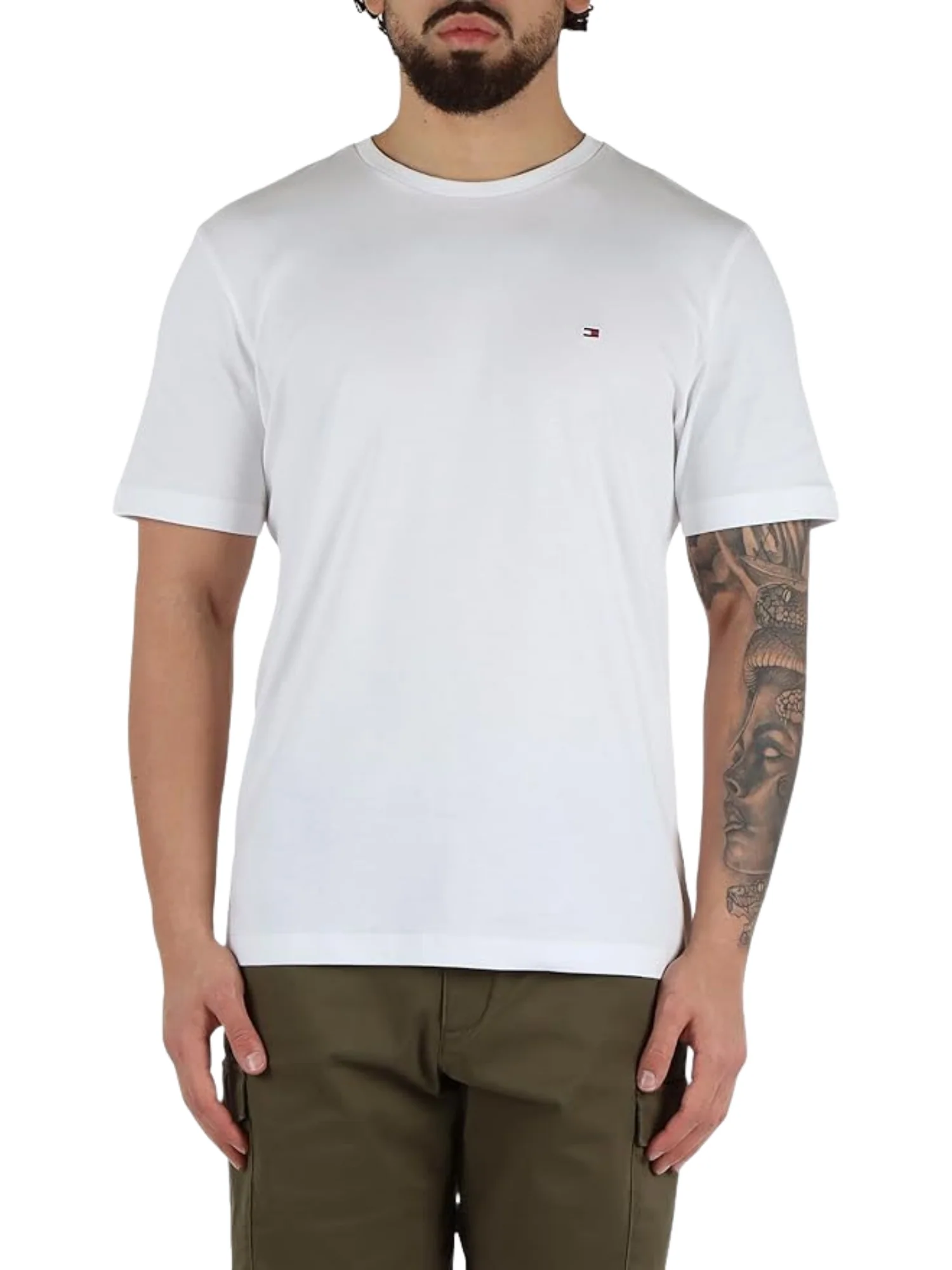 T-shirt con maniche corte Tommy Hilfiger modello light interlock bianco