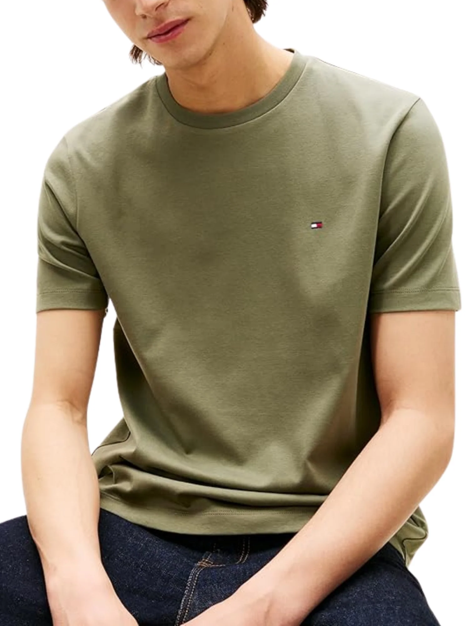 T-shirt con maniche corte Tommy Hilfiger modello light interlock kaki - Image 4