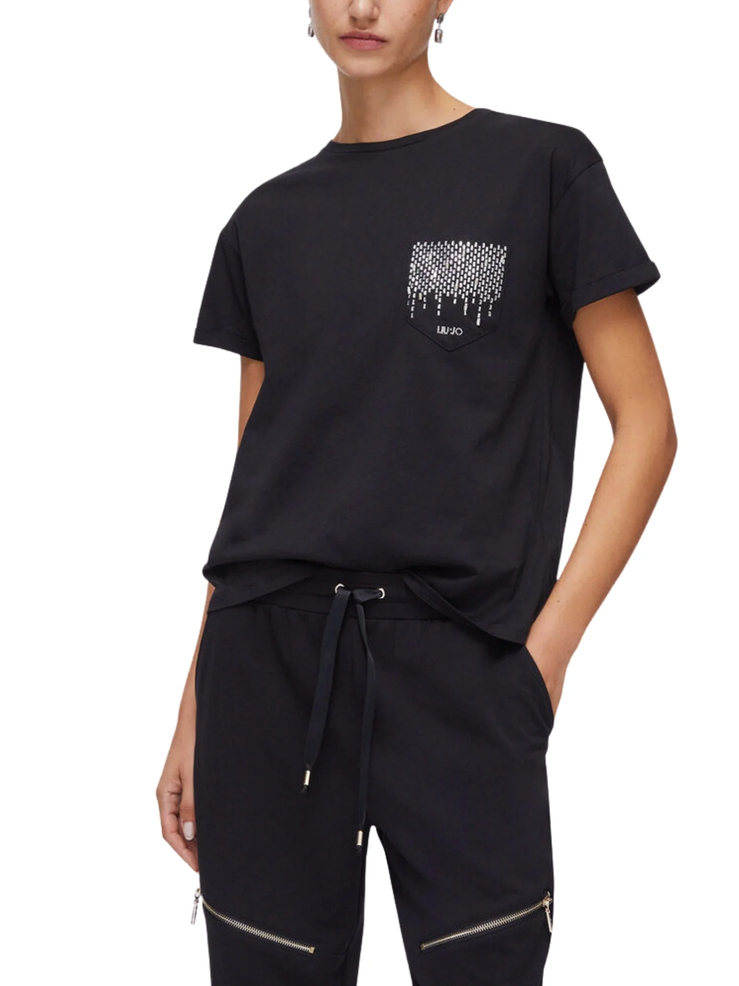 T-shirt Liu Jo donna manica corta modello LJ Mirror nero