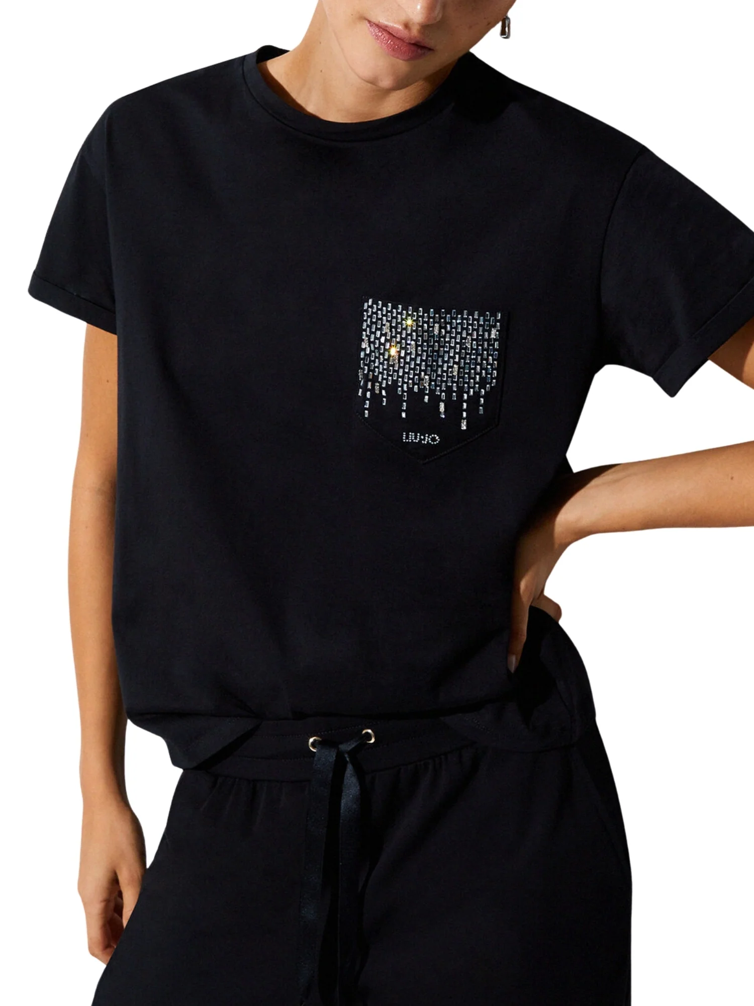 T-shirt Liu Jo donna manica corta modello LJ Mirror nero - Image 3