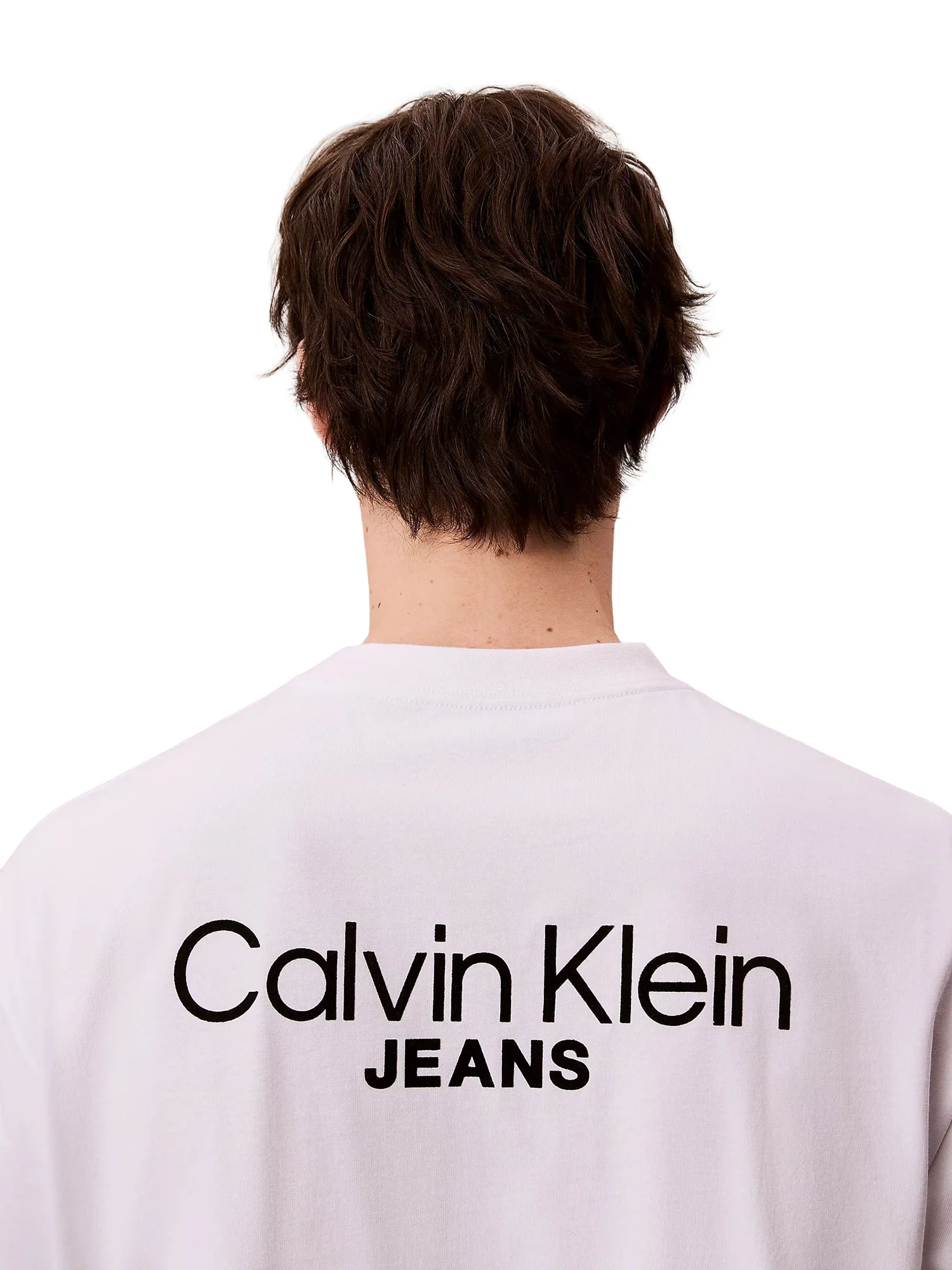T-shirt Calvin Klein Jeans Uomo manica corta logo back print bianco - Image 3