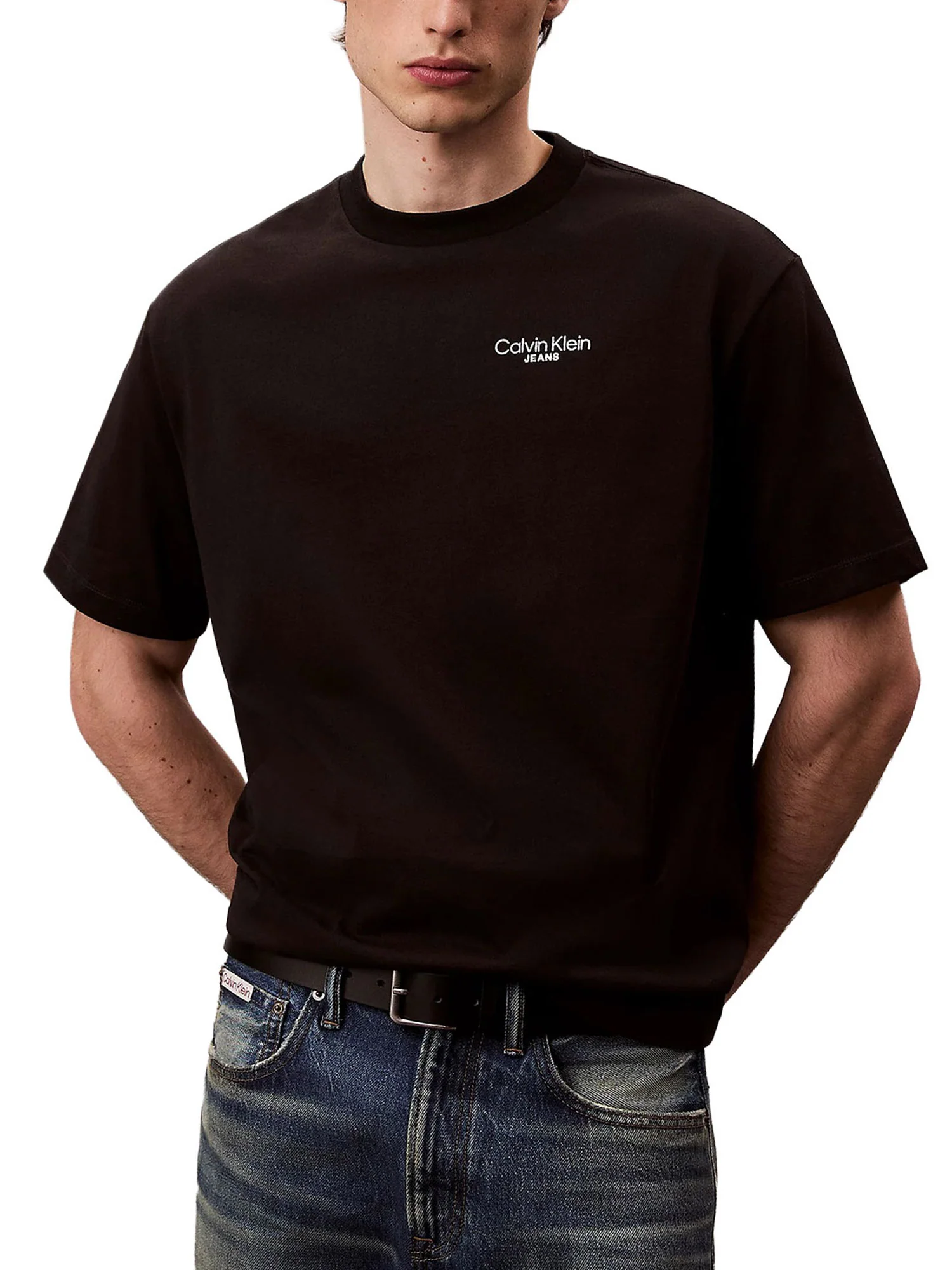 T-shirt Calvin Klein Jeans Uomo manica corta logo back print nero