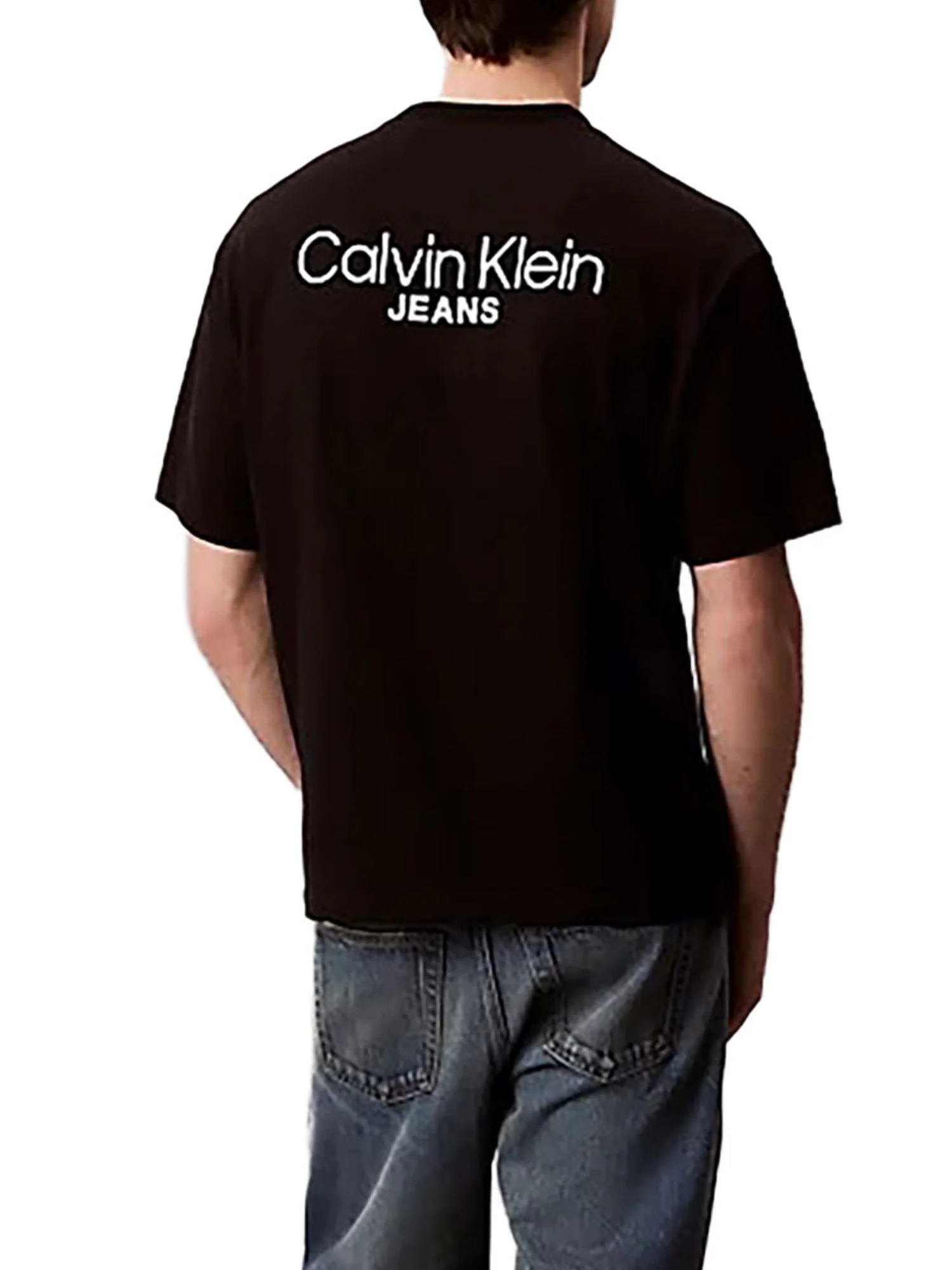 T-shirt Calvin Klein Jeans Uomo manica corta logo back print nero - Image 2