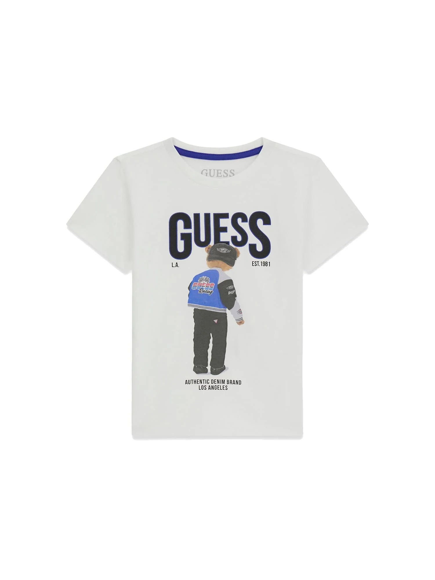 T-shirt Guess Neonato con logo bear bianco