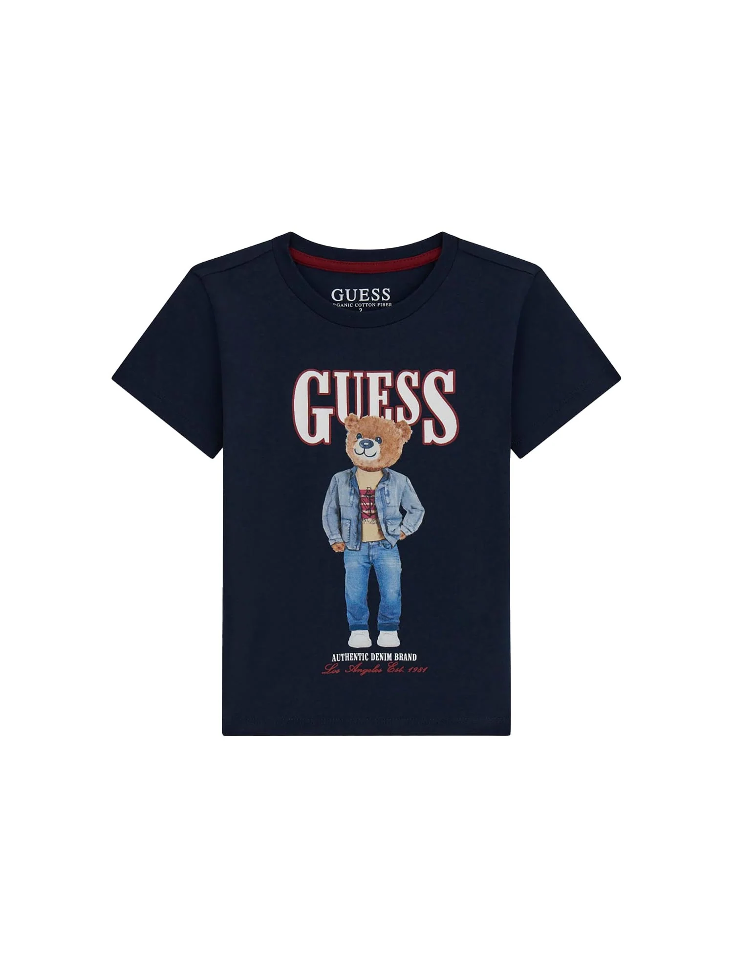 T-shirt Guess Neonato con logo bear blu