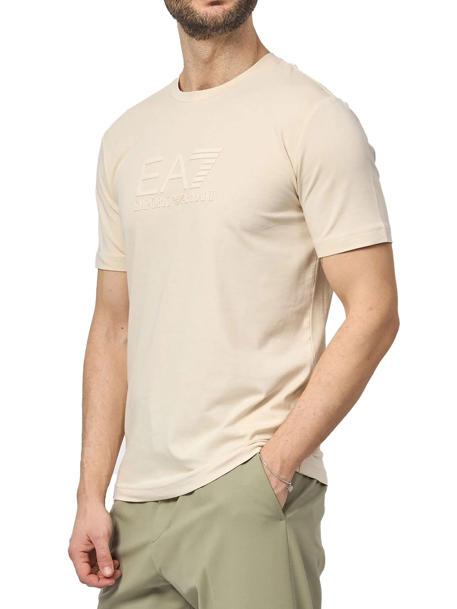 T-shirt logo rilievo beige - Image 14