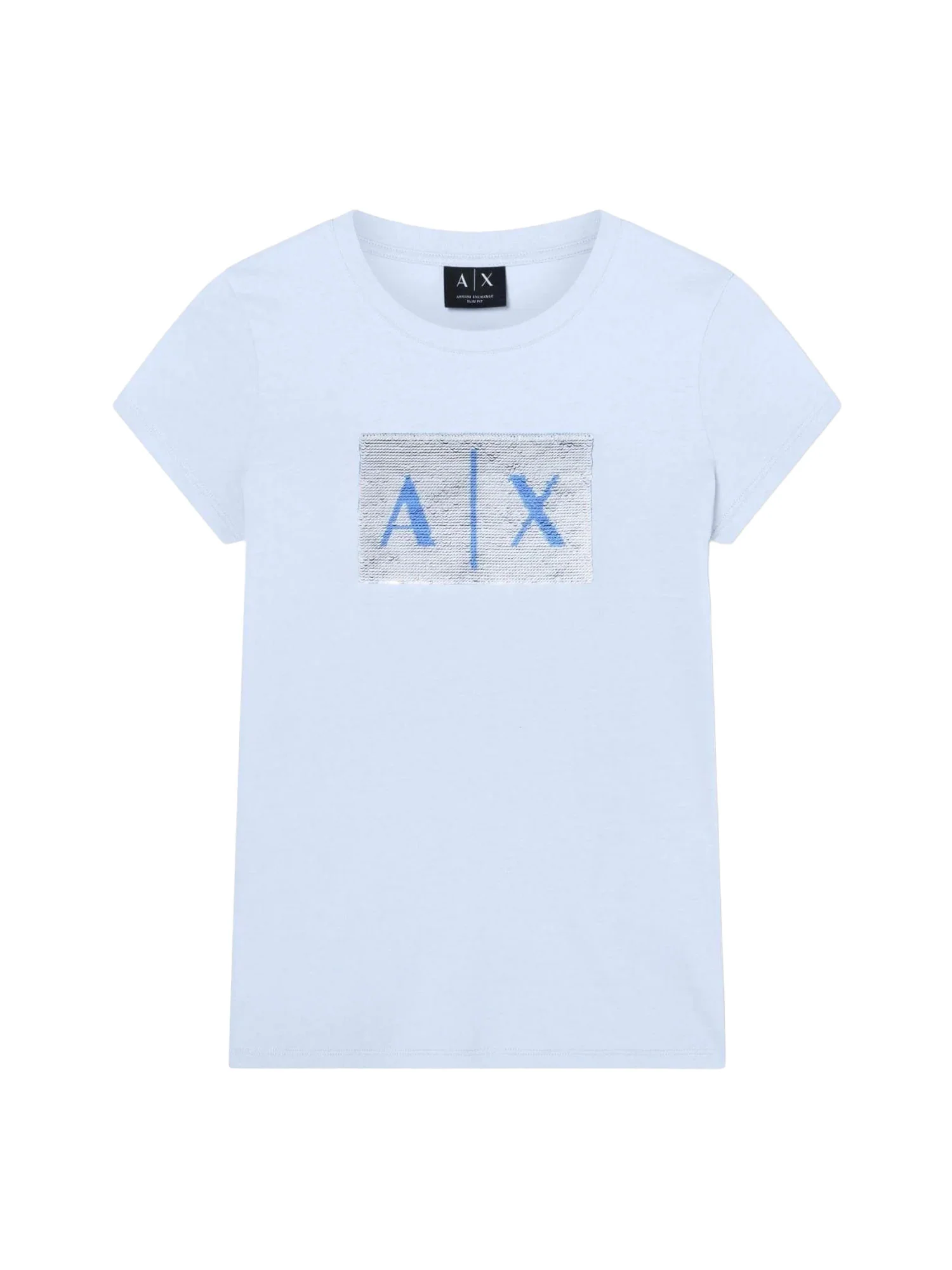 T-shirt Armani Exchange Donna a manica corta logo paillettes
 Glacial - Image 4
