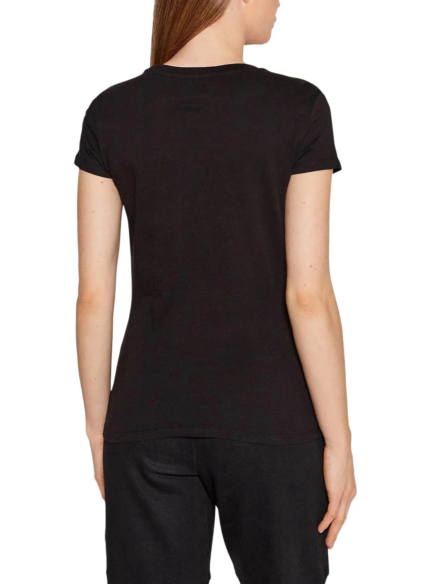 T-shirt Armani Exchange Donna a manica corta logo paillettes
 Nero\Oro - Image 2