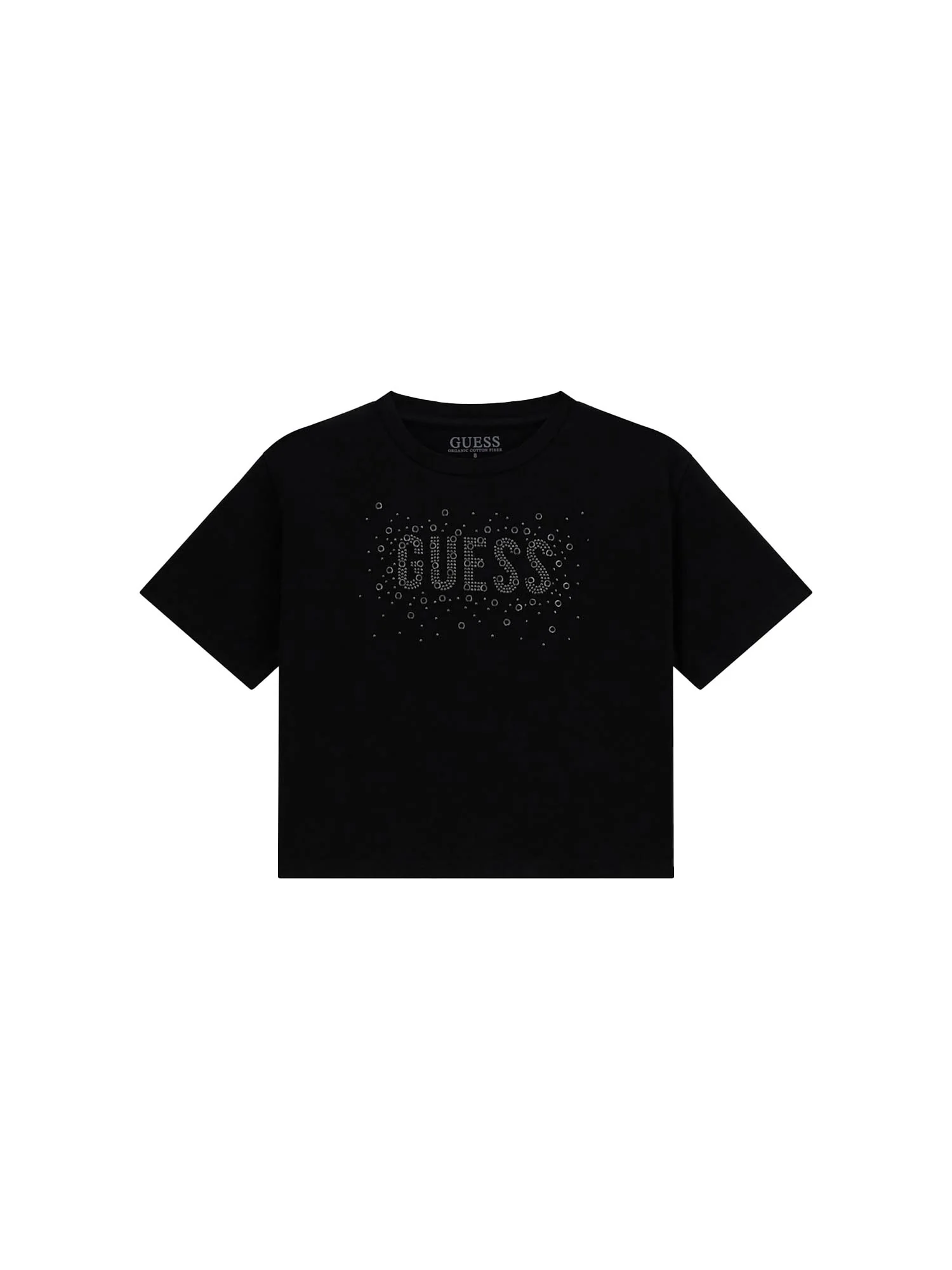 T-shirt Guess Bambina con logo strass nero