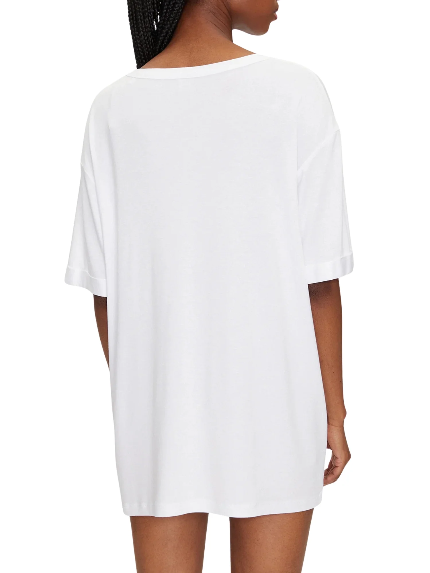 T-shirt manica corta lunga Guess donna con logo frontale bianco - Image 2
