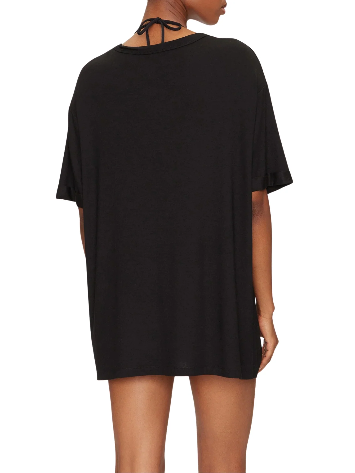 T-shirt manica corta lunga Guess donna con logo frontale nero - Image 2