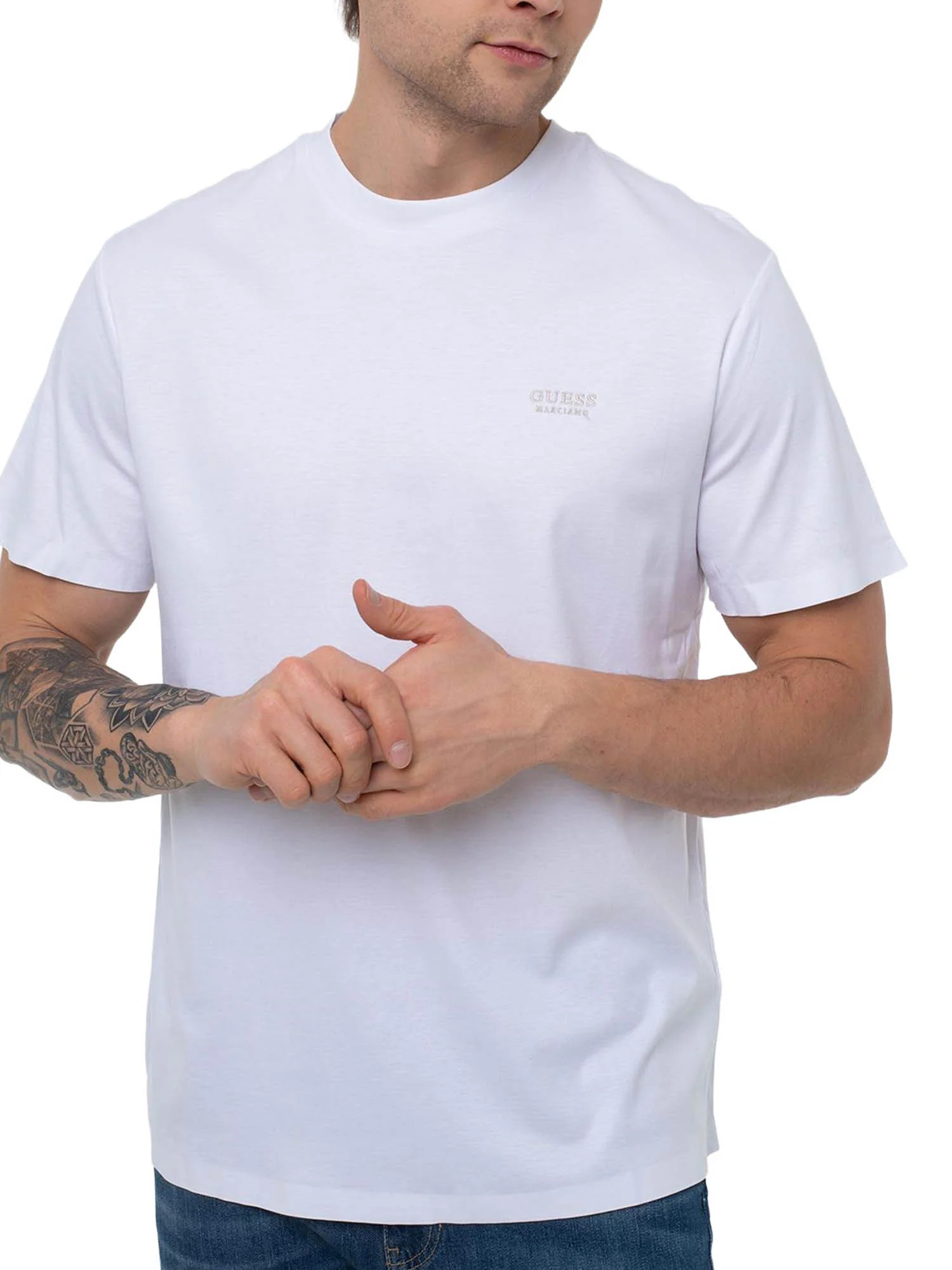 T-shirt Guess Uomo manica corta luxe jersey
 bianco