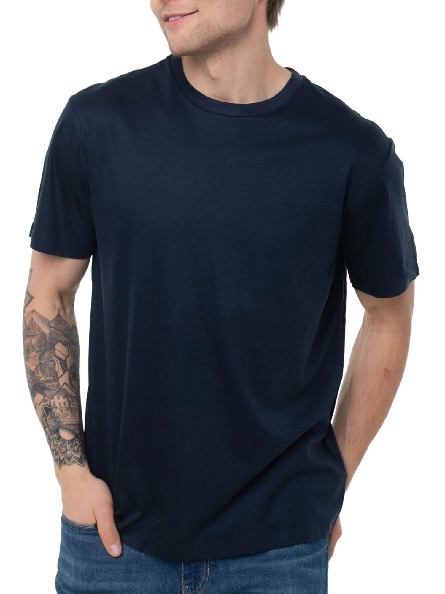 T-shirt Guess Uomo manica corta luxe jersey
 blu