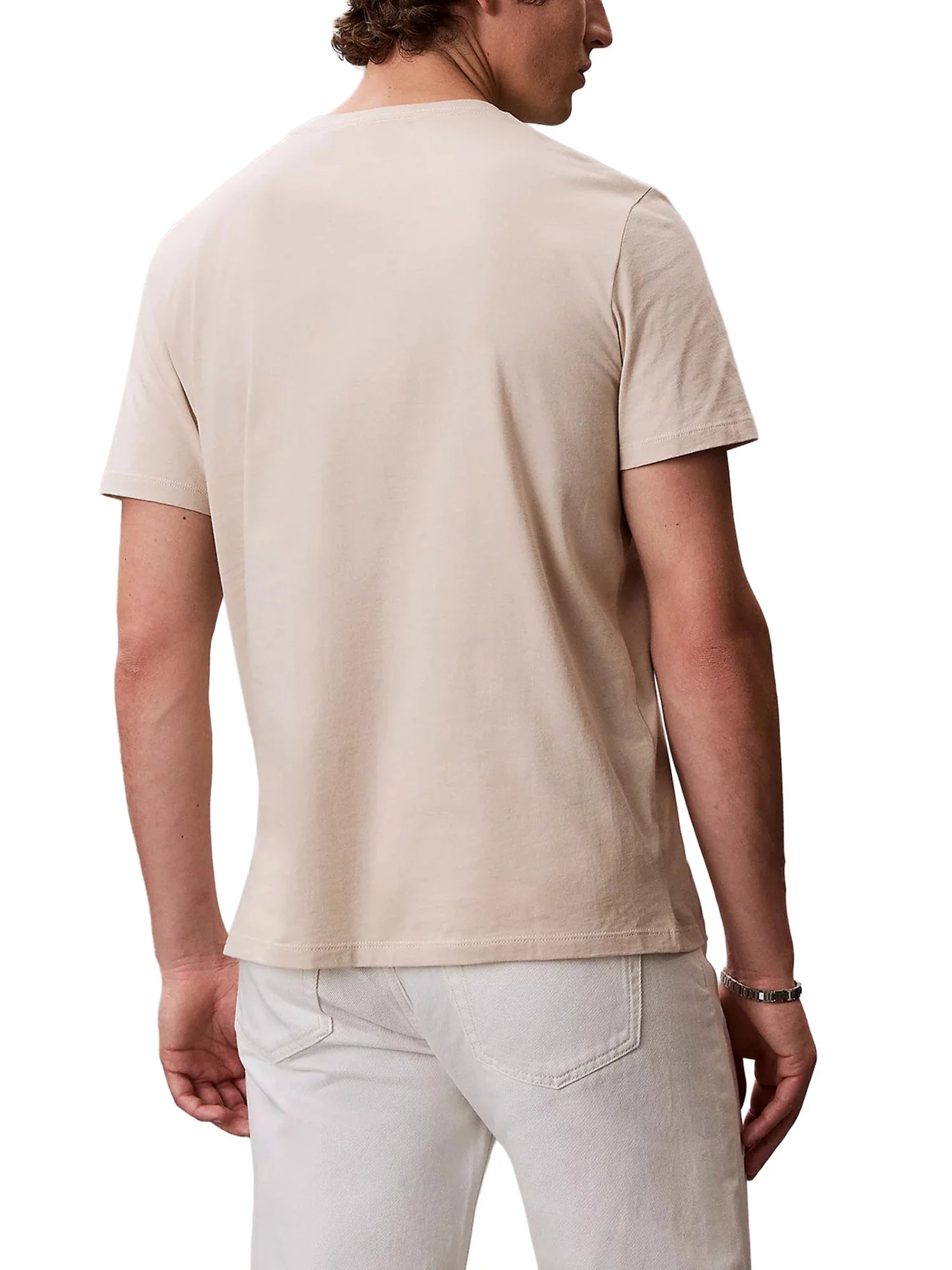 T-shirt Calvin Klein Jeans Uomo manica corta con micro monologo graphic 
 Beige - Image 2