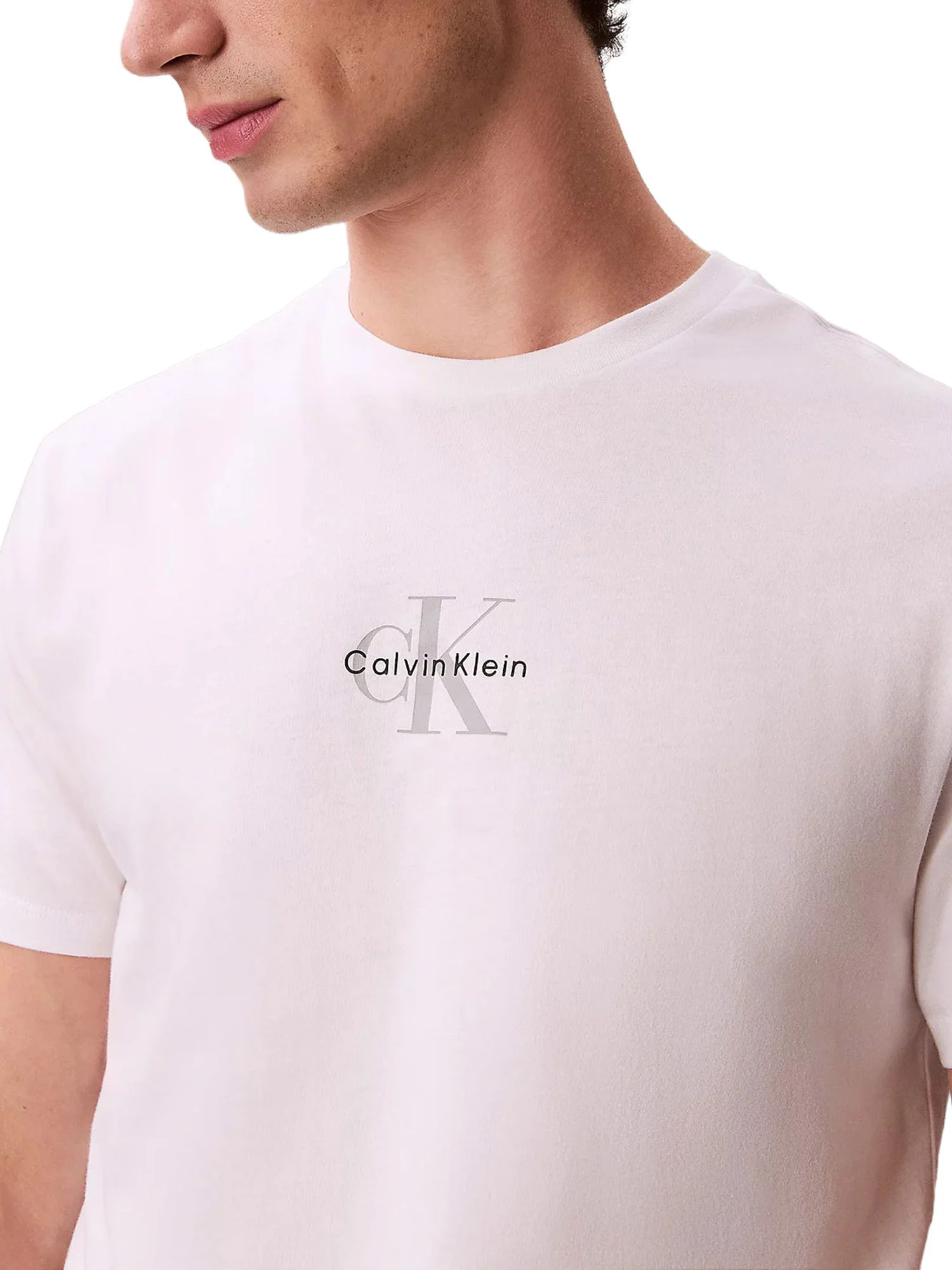 T-shirt manica corta Calvin Klein Jeans uomo micro monologo bianco - Image 3