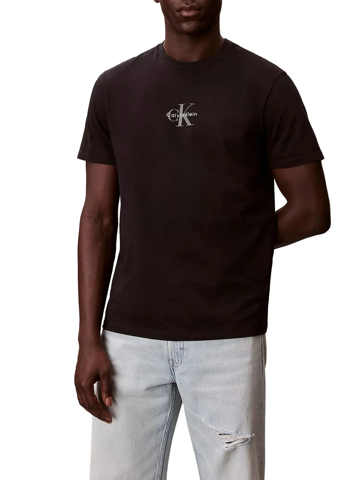 T-shirt manica corta Calvin Klein Jeans uomo micro monologo nero