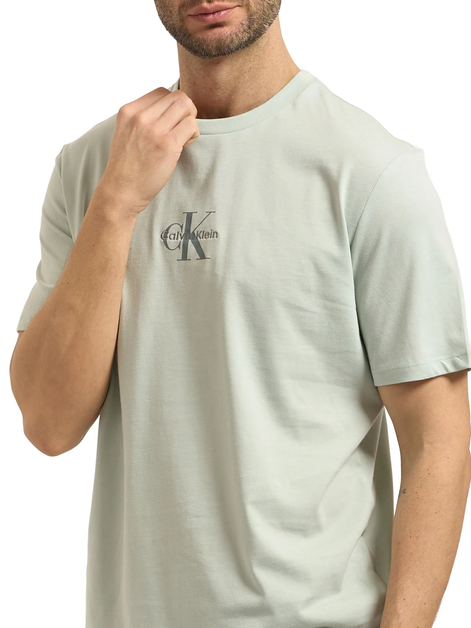 T-shirt Calvin Klein Jeans Uomo manica corta micro monologo graphic Verde chiaro - Image 3