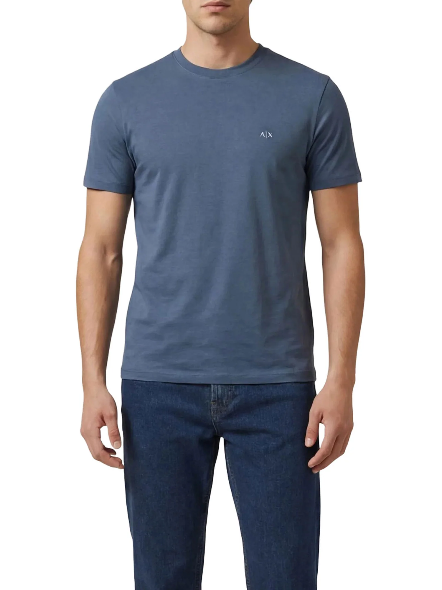 T-shirt manica corta Armani Exchange uomo micrologo jersey bluette