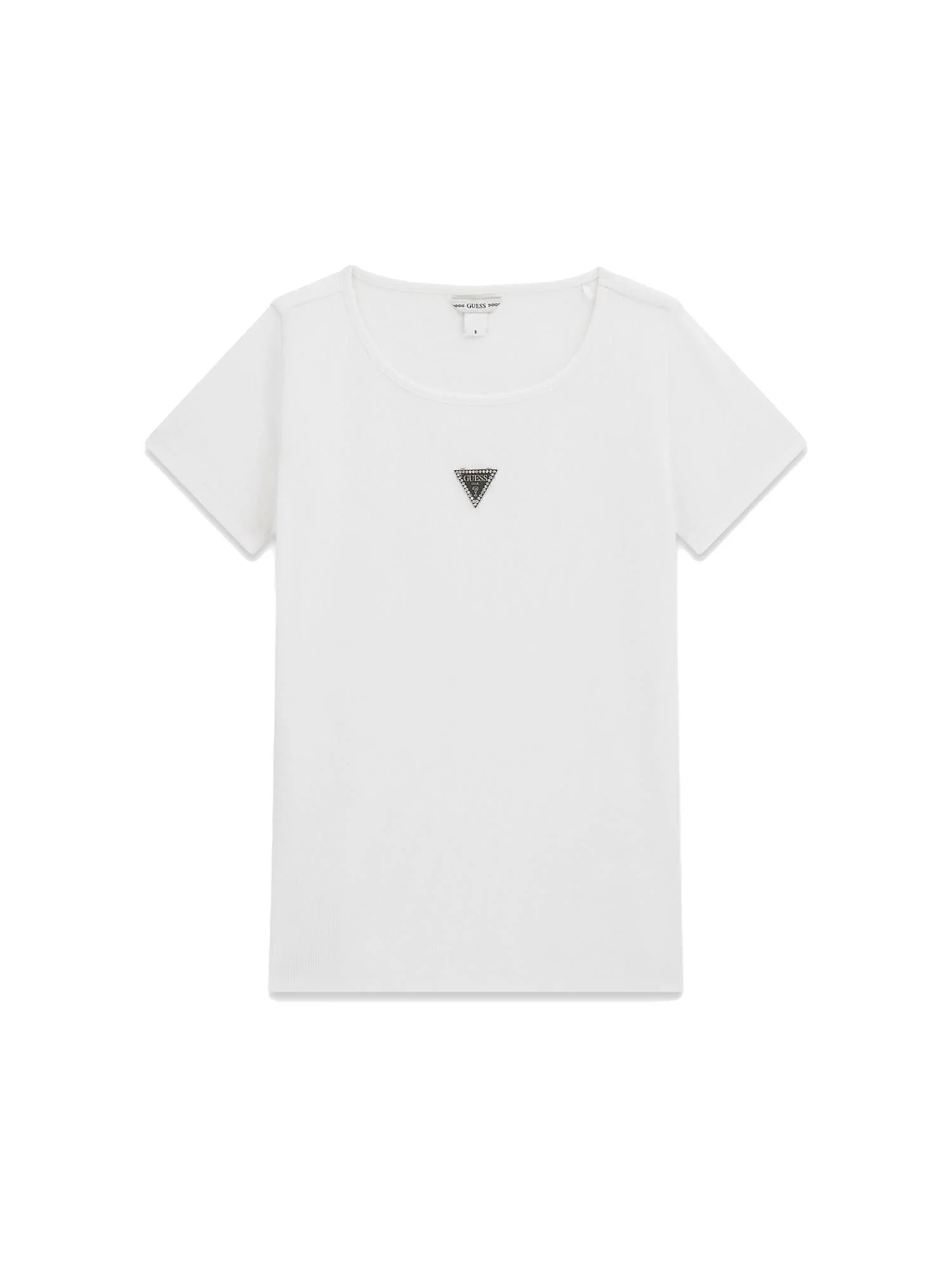 T-shirt Guess Bambina minime a costine bianco
