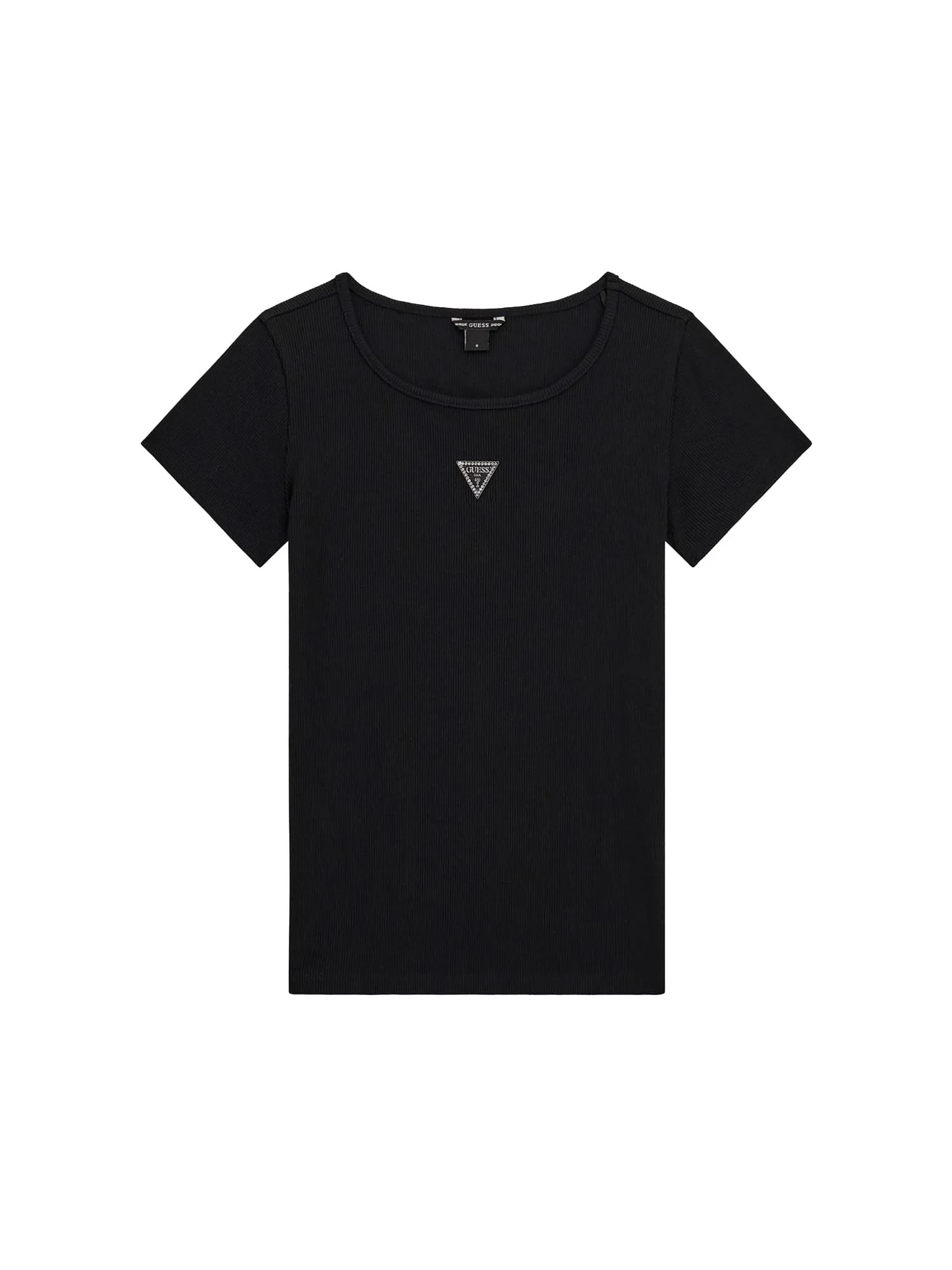 T-shirt Guess Bambina minime a costine nero