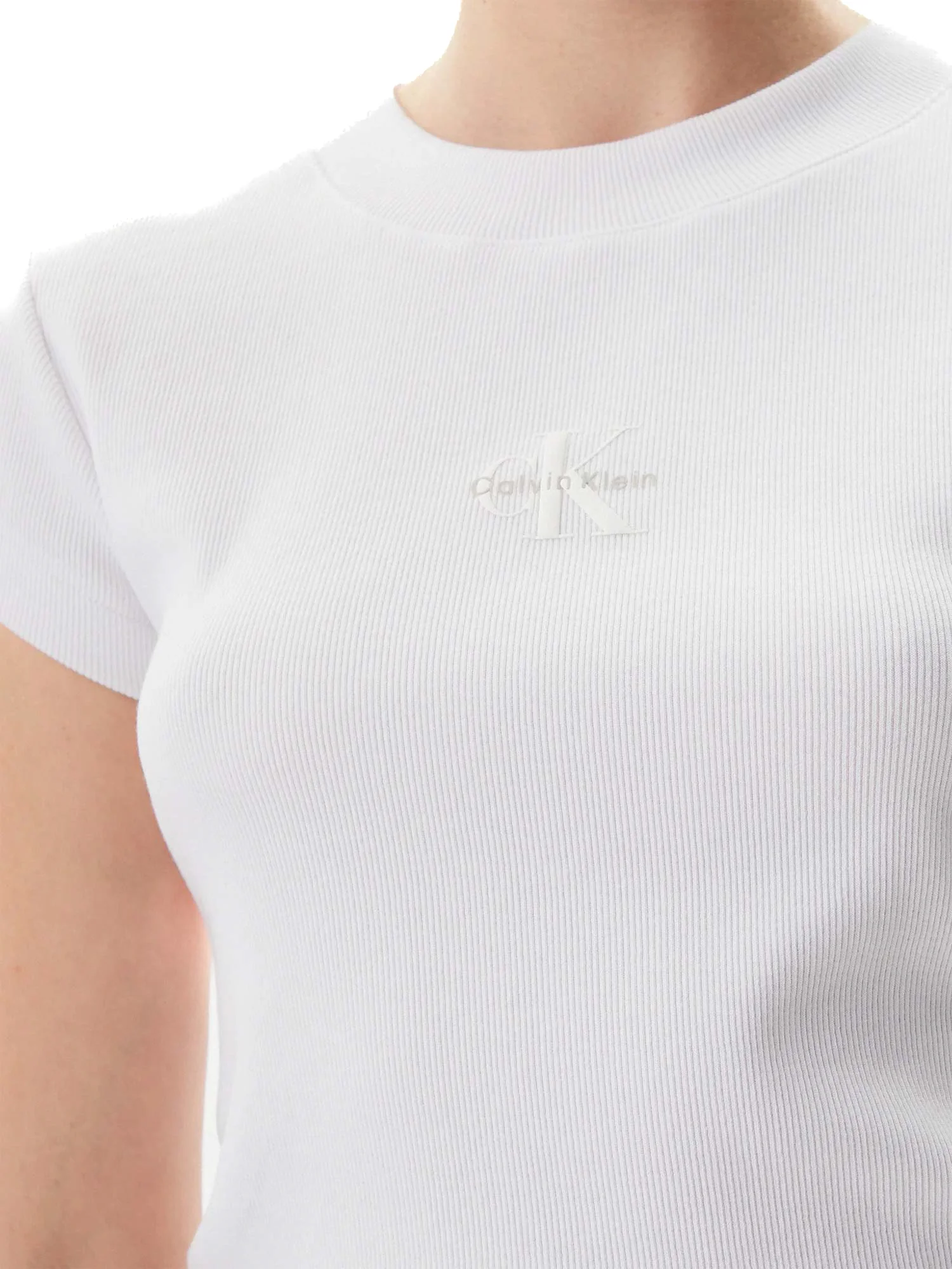 T-shirt Calvin Klein cropped logo monogram baby bianco - Image 3