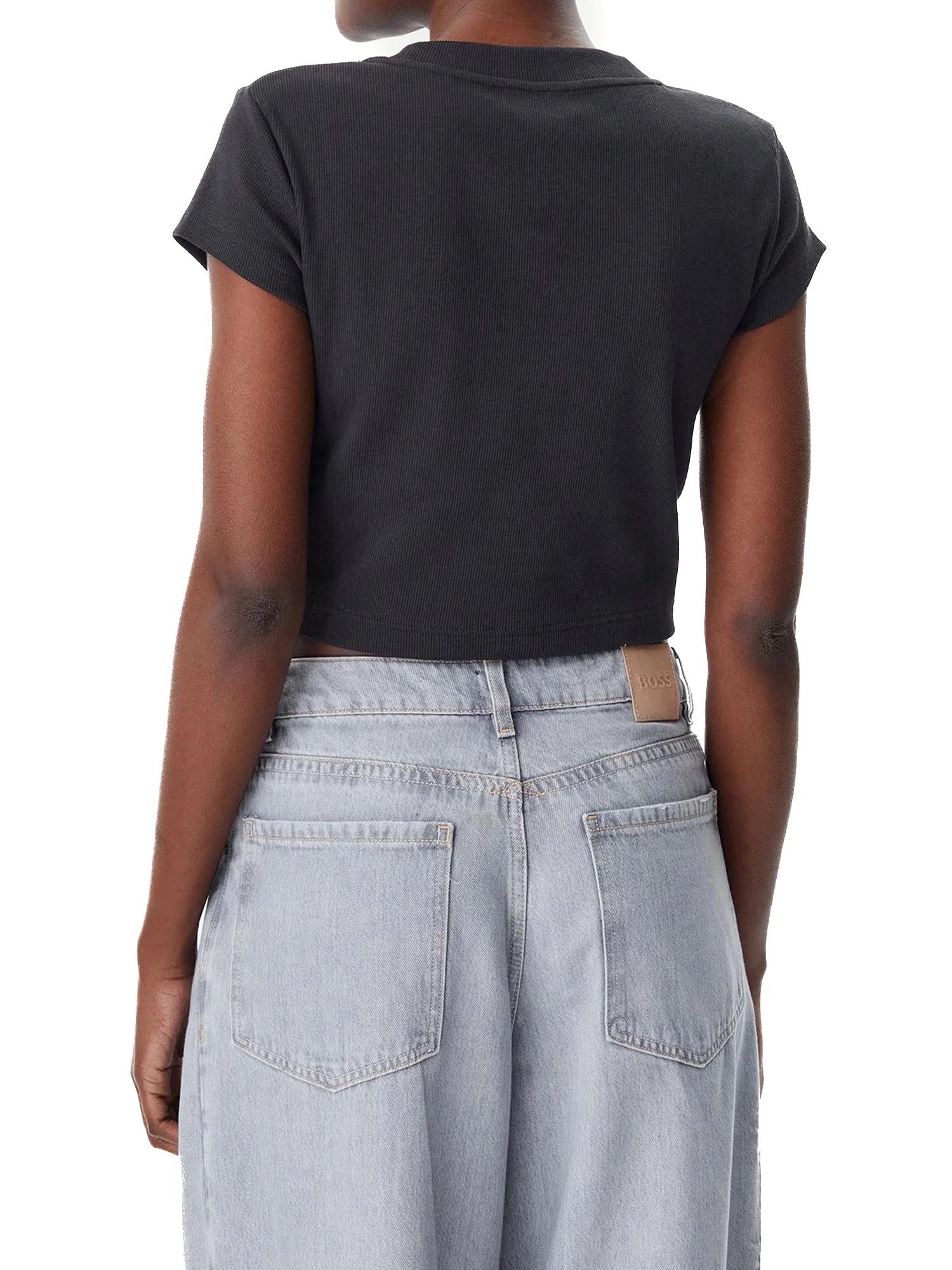 T-shirt Calvin Klein cropped logo monogram baby nero - Image 2