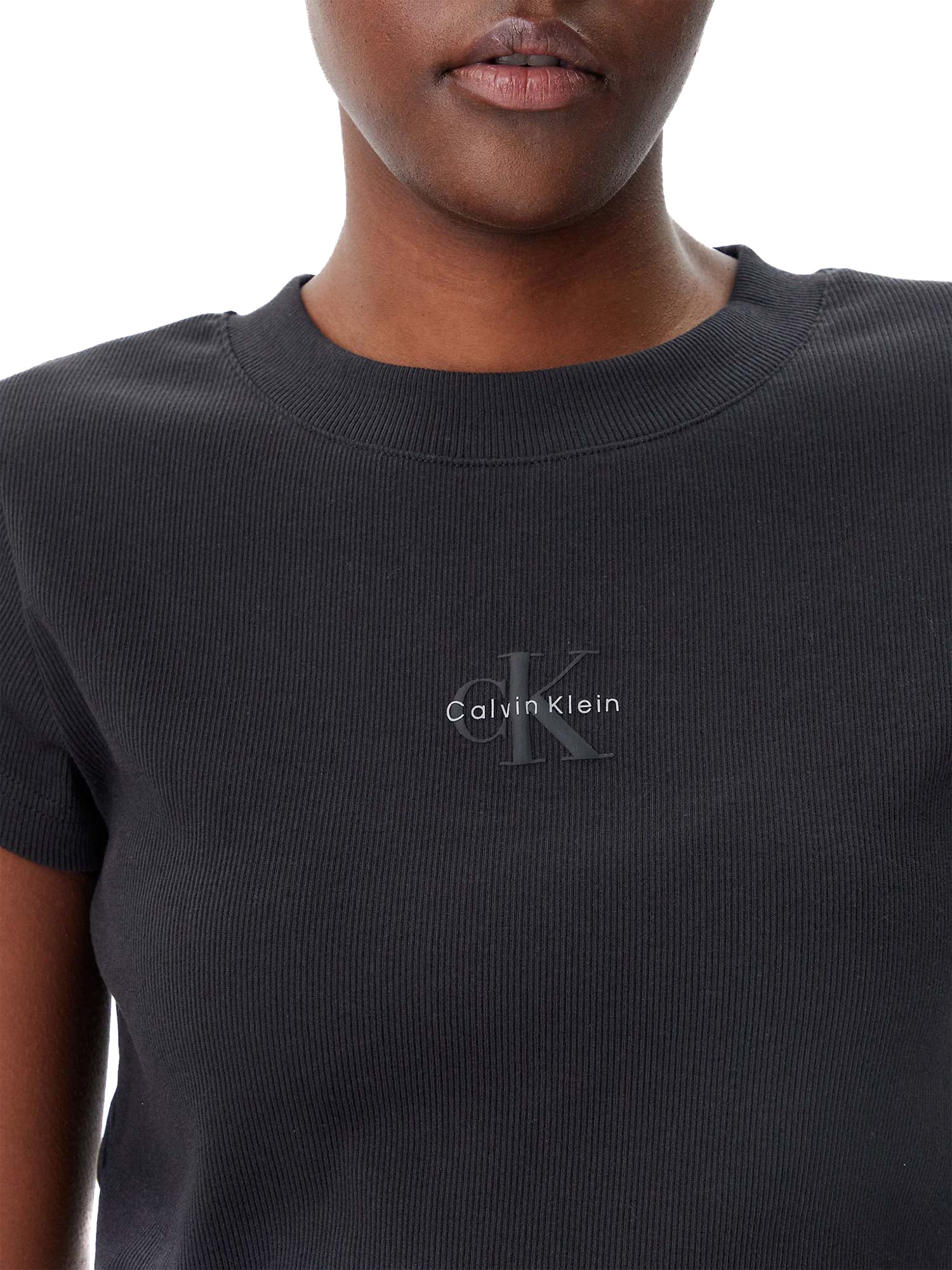 T-shirt Calvin Klein cropped logo monogram baby nero - Image 4