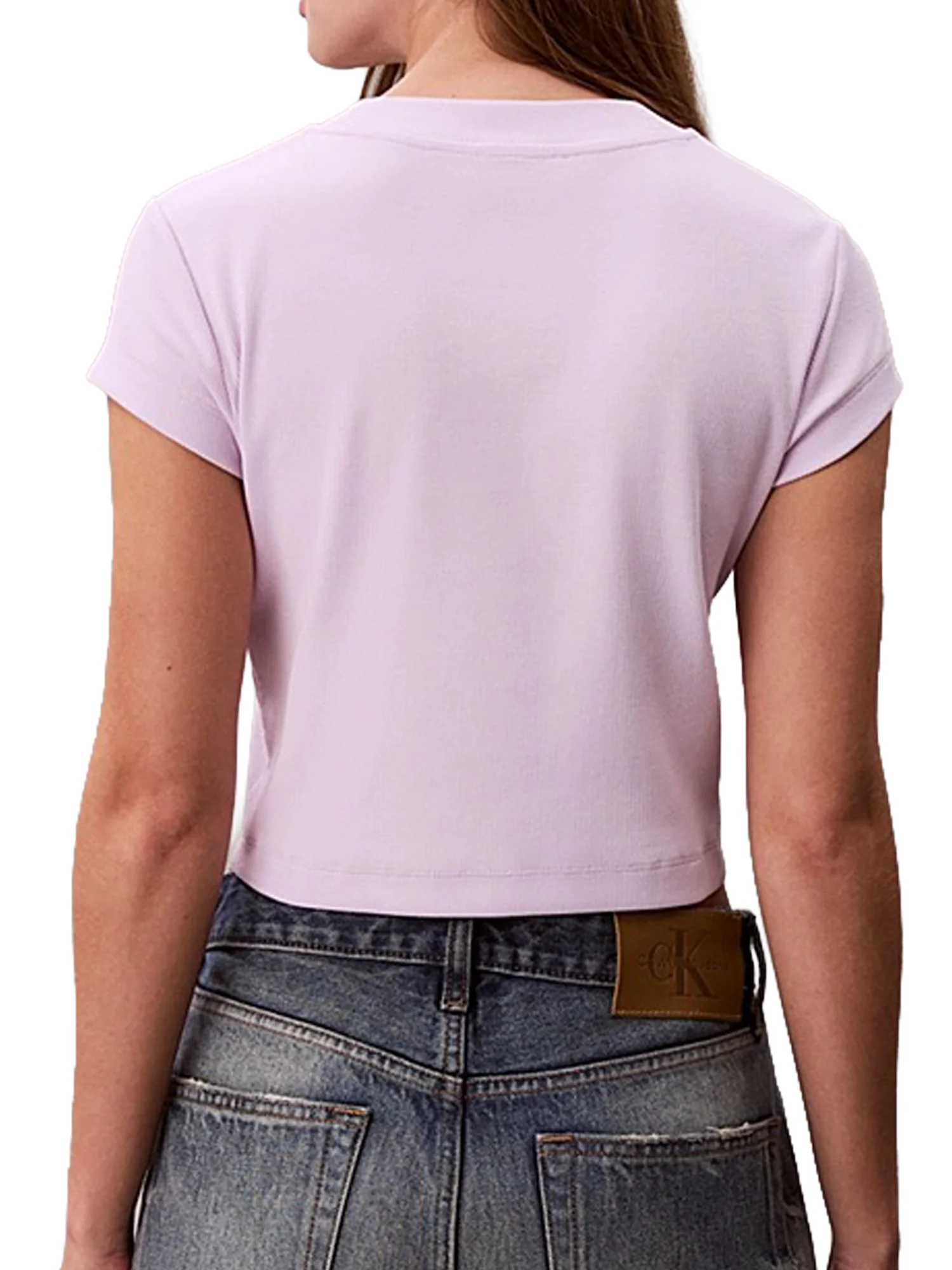 T-Shirt Calvin Klein Donna con Logo Baby Lilla - Image 2