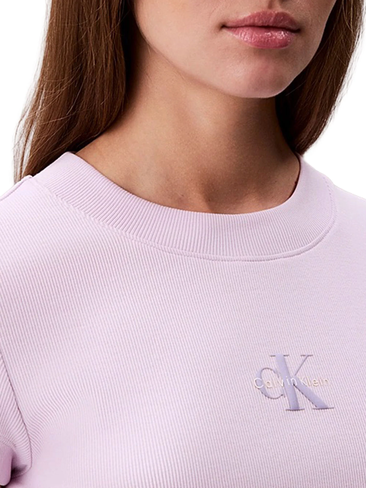 T-Shirt Calvin Klein Donna con Logo Baby Lilla - Image 3