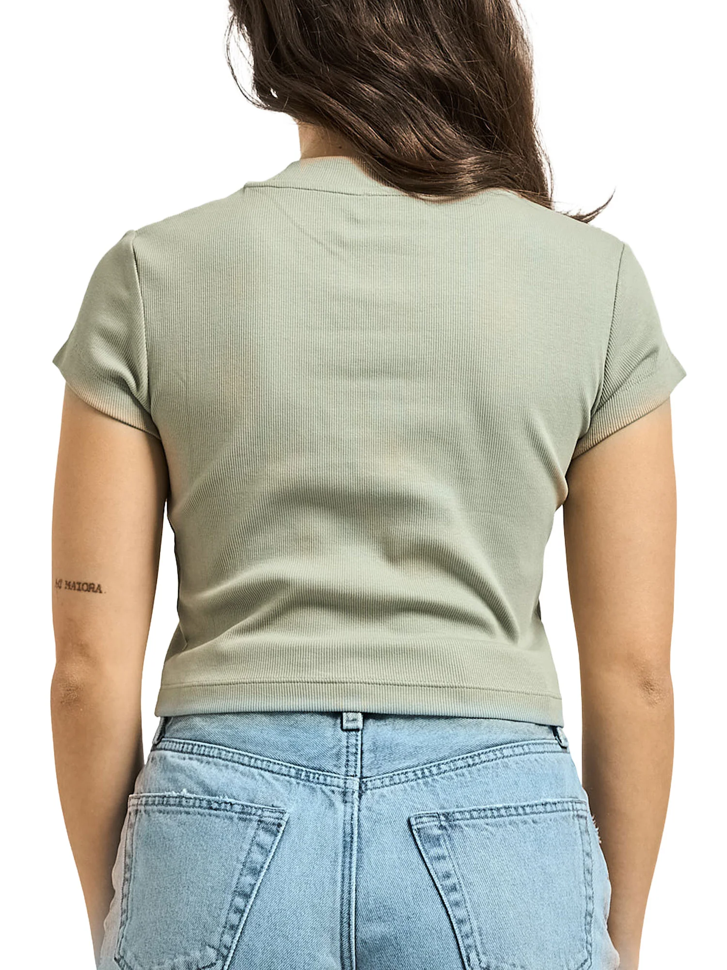 T-Shirt Calvin Klein Donna con Logo Baby Verde con sfumatura - Image 2