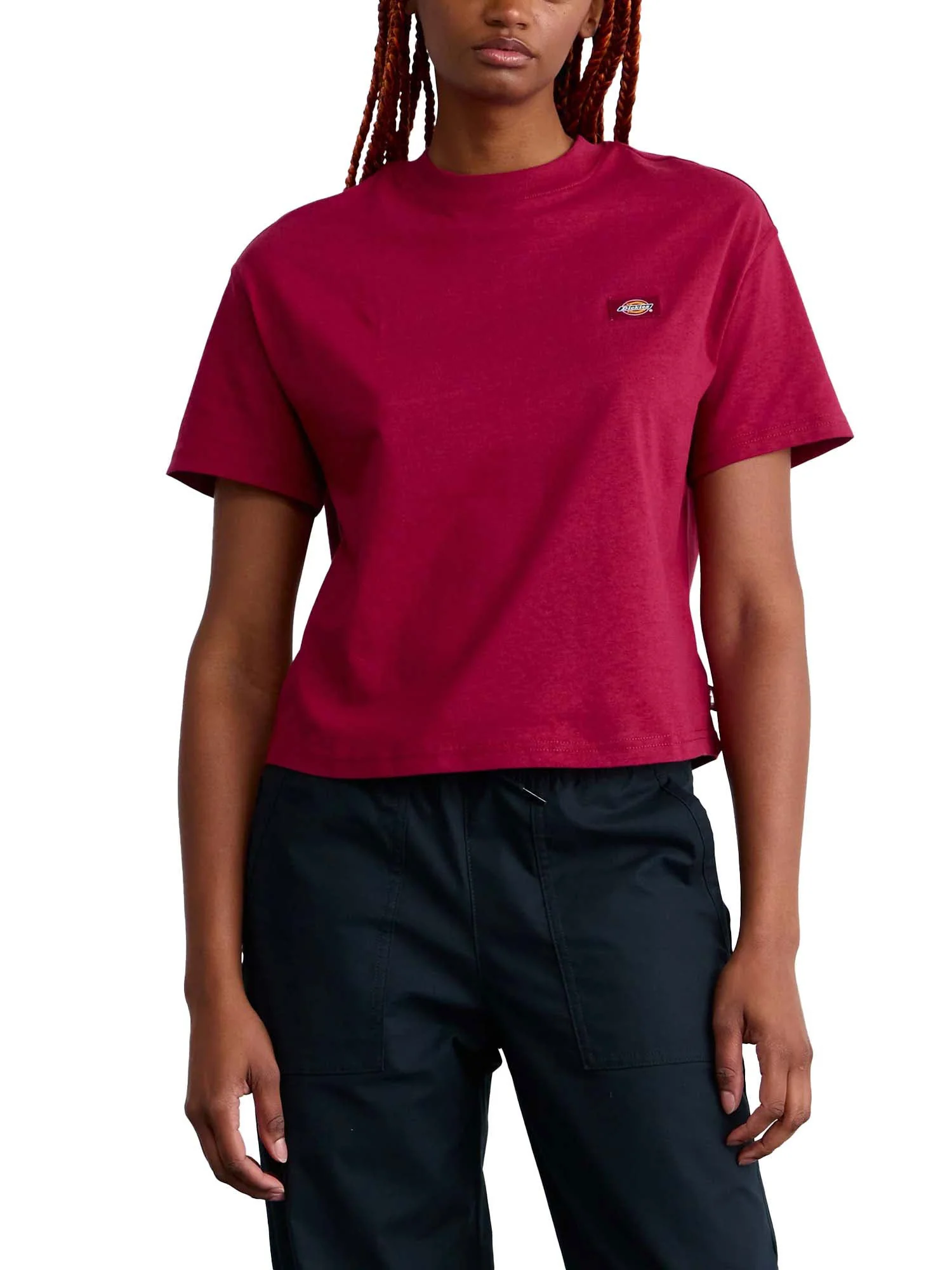 T-shirt Dickies donna maniche corte oakport logo boxy rosso