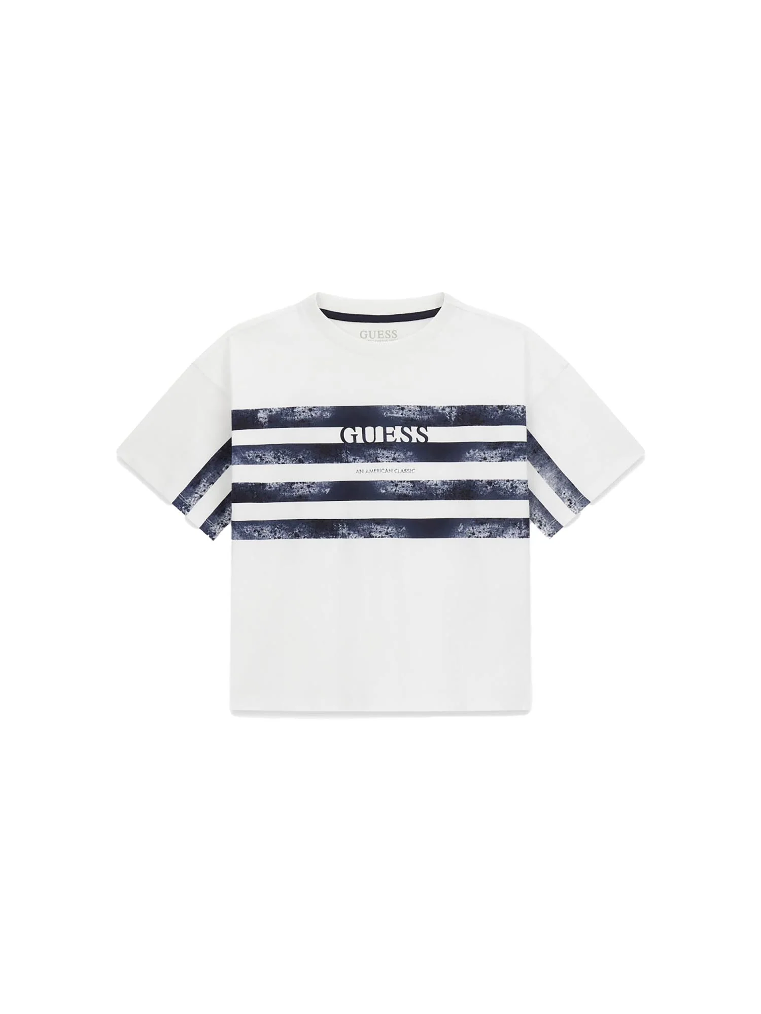 T-shirt Guess Ragazzo oversize stripes logo bianco