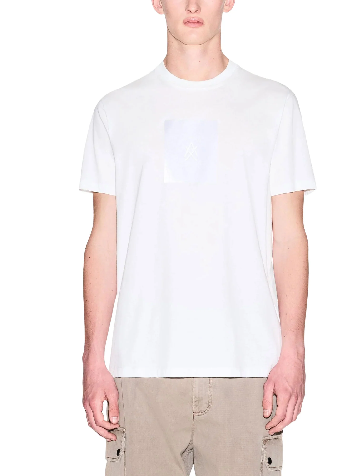 T-shirt Armani Exchange Uomo manica corta patch logo bianco