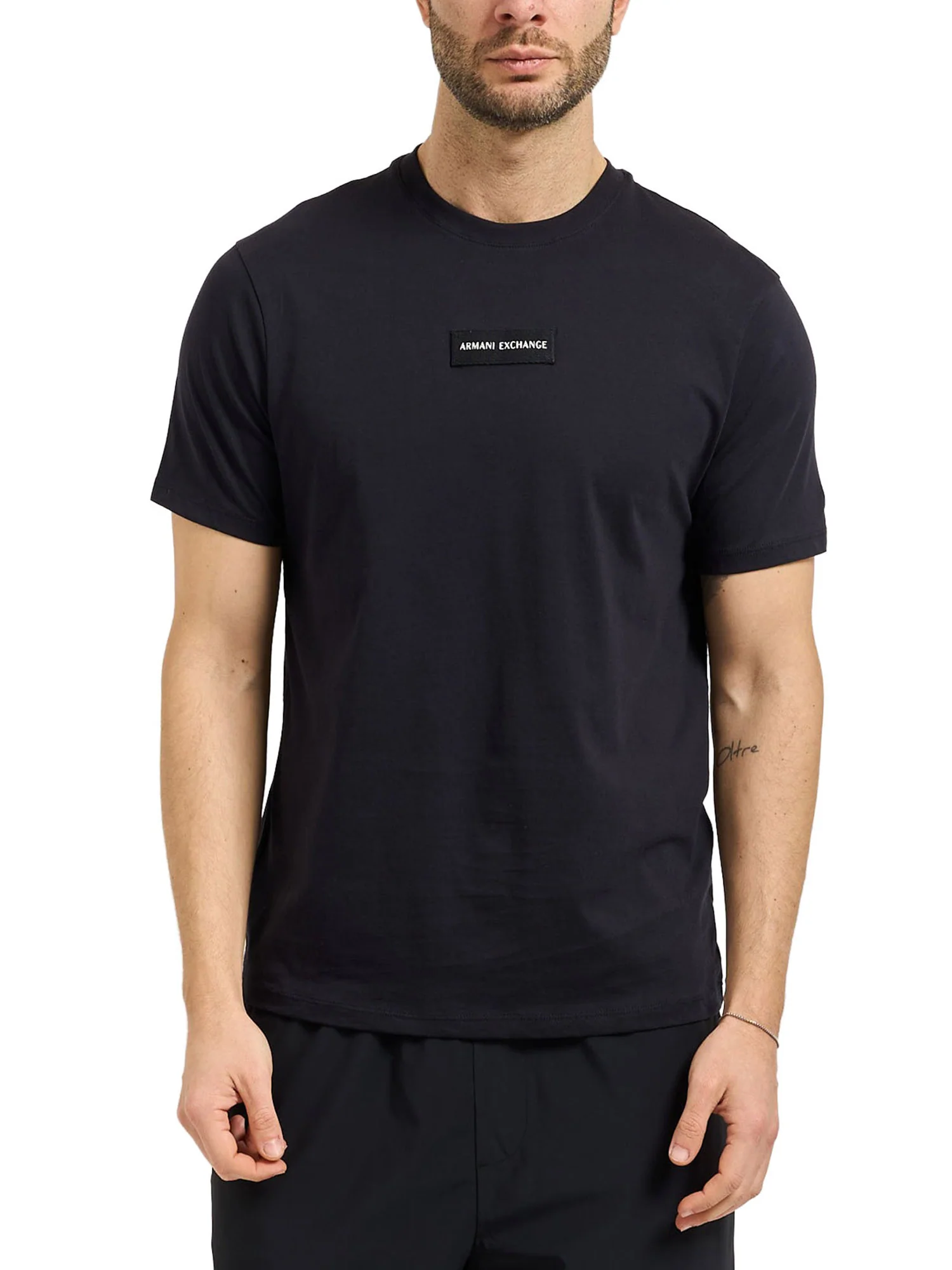 T-shirt Armani Exchange Uomo manica corta patch logo patch logo blu
