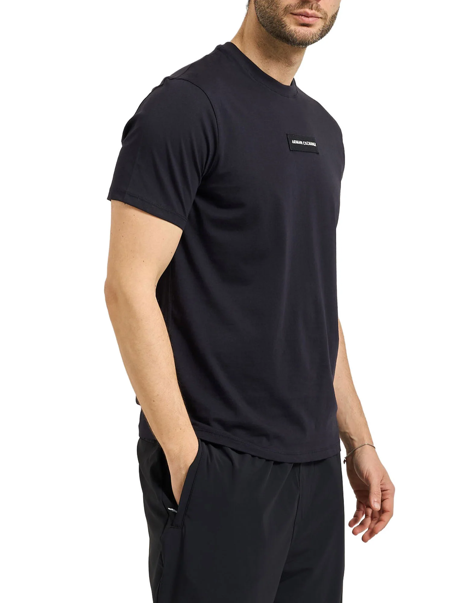 T-shirt Armani Exchange Uomo manica corta patch logo patch logo blu - Image 3