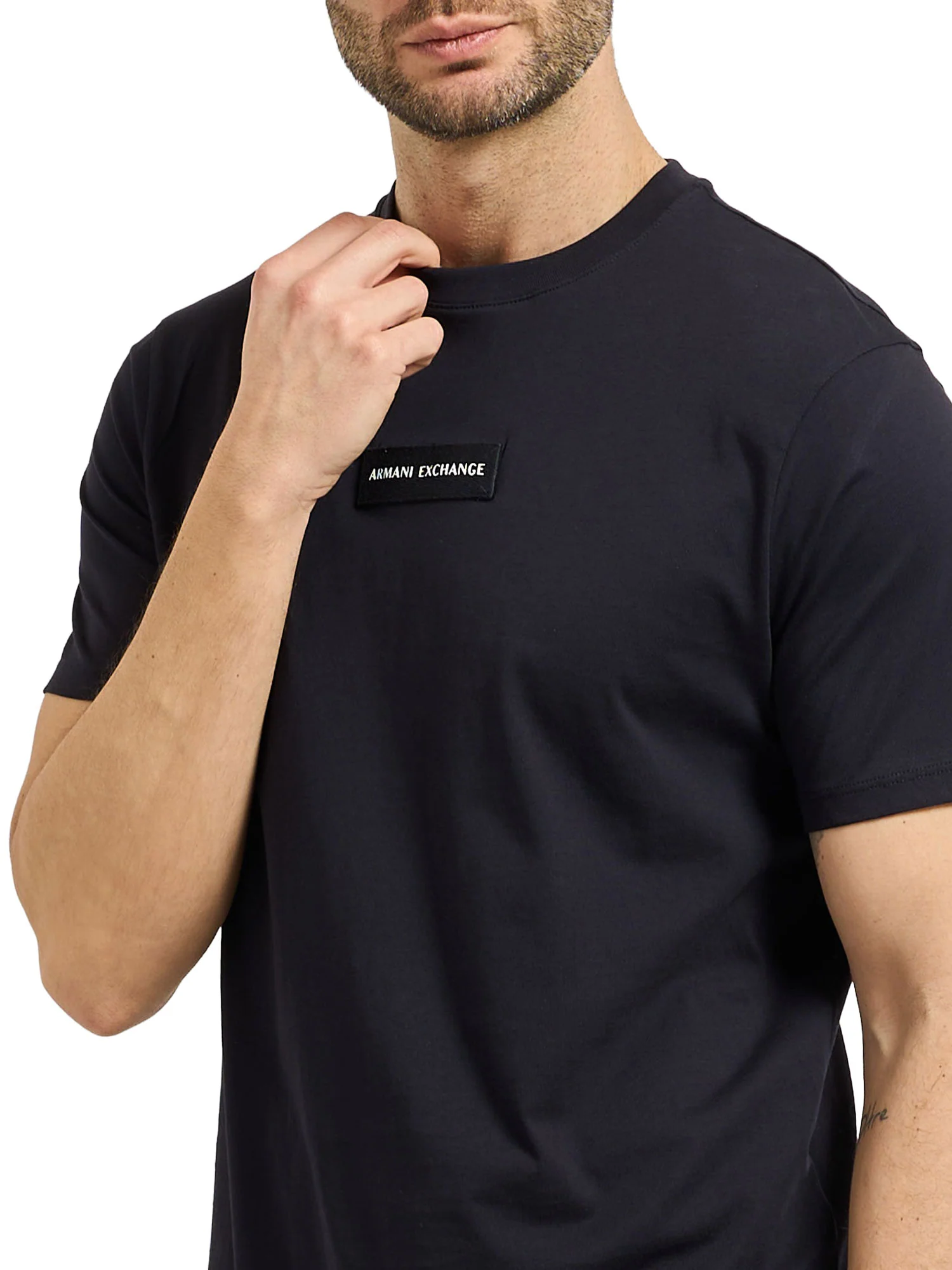 T-shirt Armani Exchange Uomo manica corta patch logo patch logo blu - Image 4