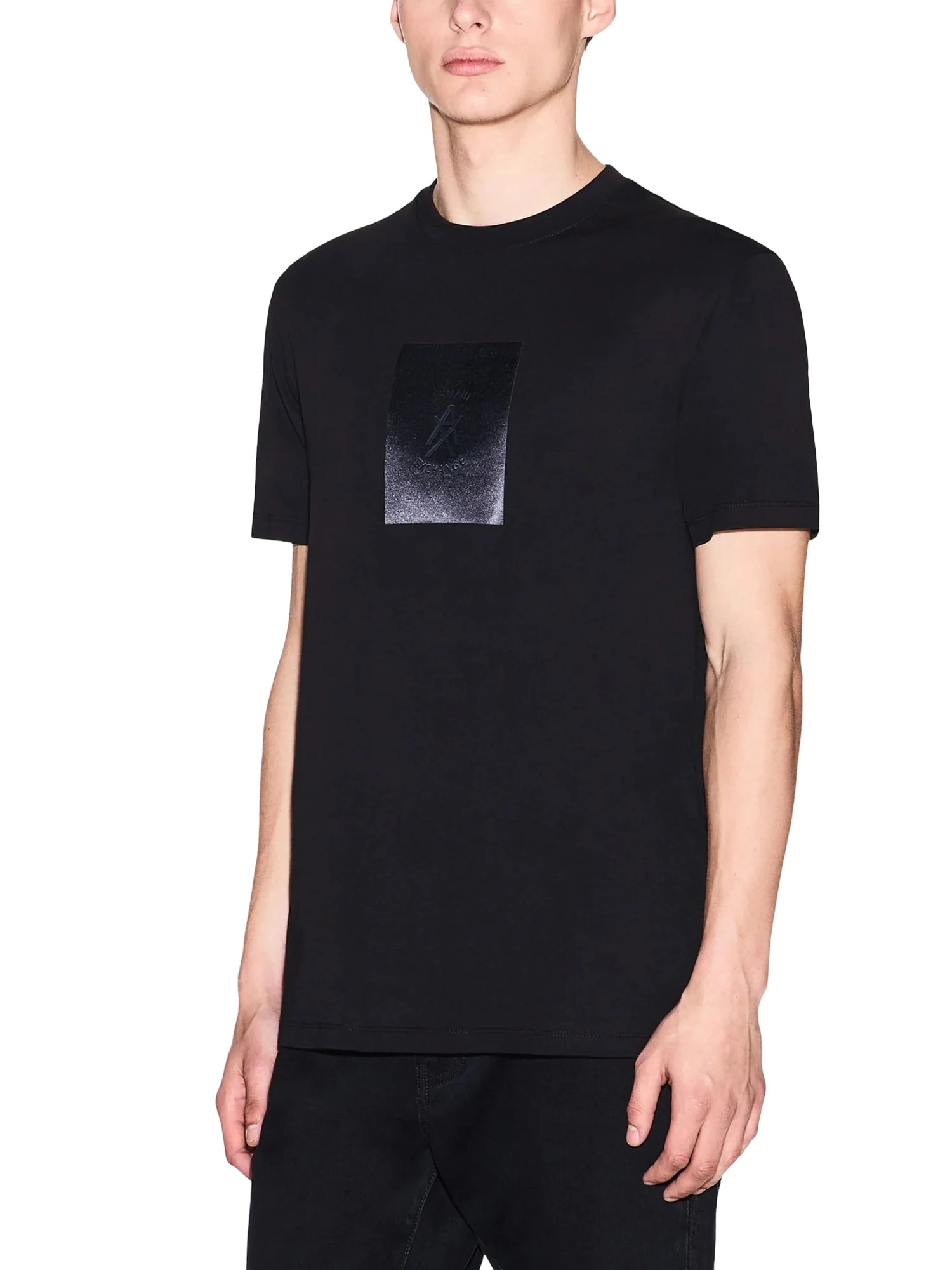 T-shirt Armani Exchange Uomo manica corta patch logo nero