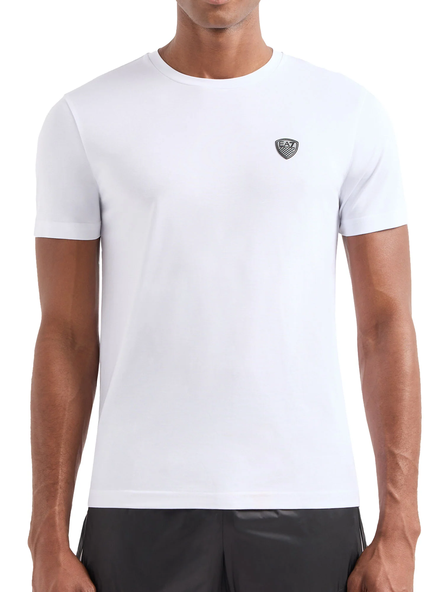 T-shirt EA7 uomo manica corta placca logo bianco
