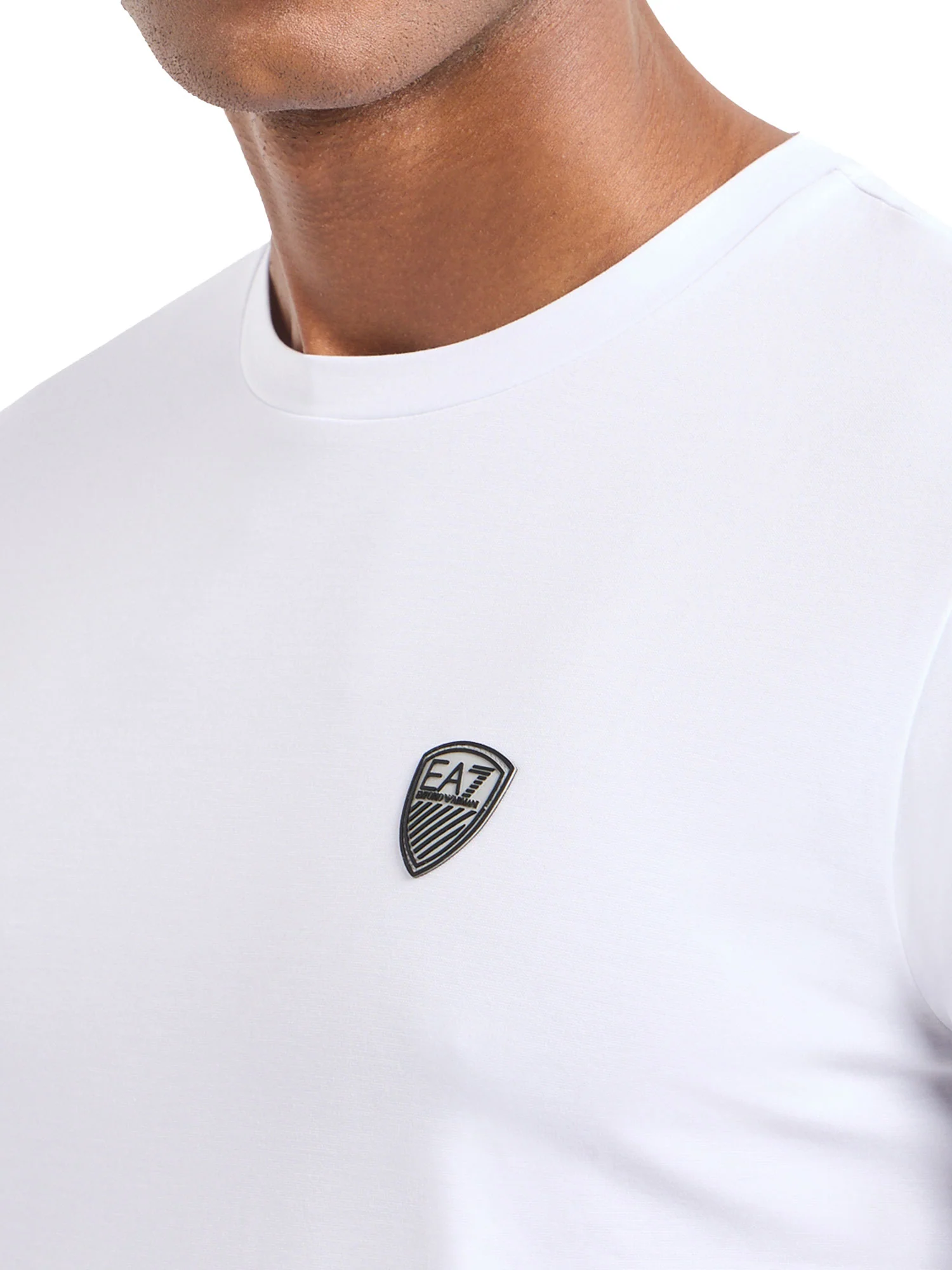 T-shirt EA7 uomo manica corta placca logo bianco - Image 3