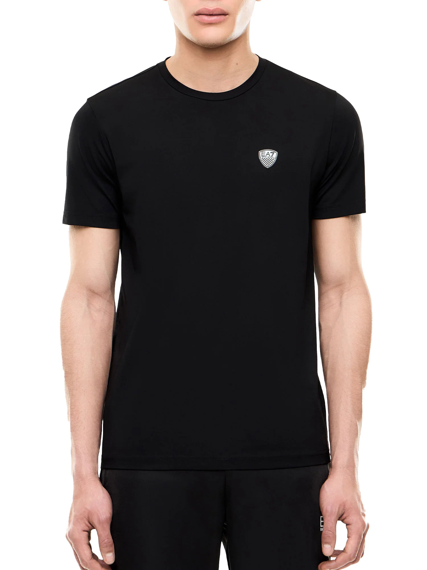 T-shirt EA7 uomo manica corta placca logo nero