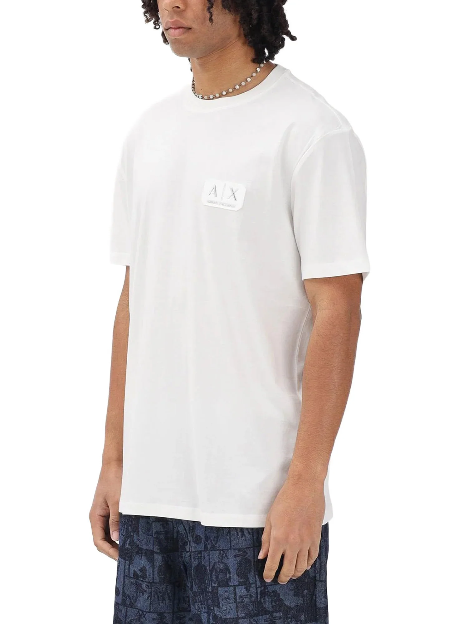 T-shirt Armani Exchange Uomo manica corta plaque logo bianco - Image 3