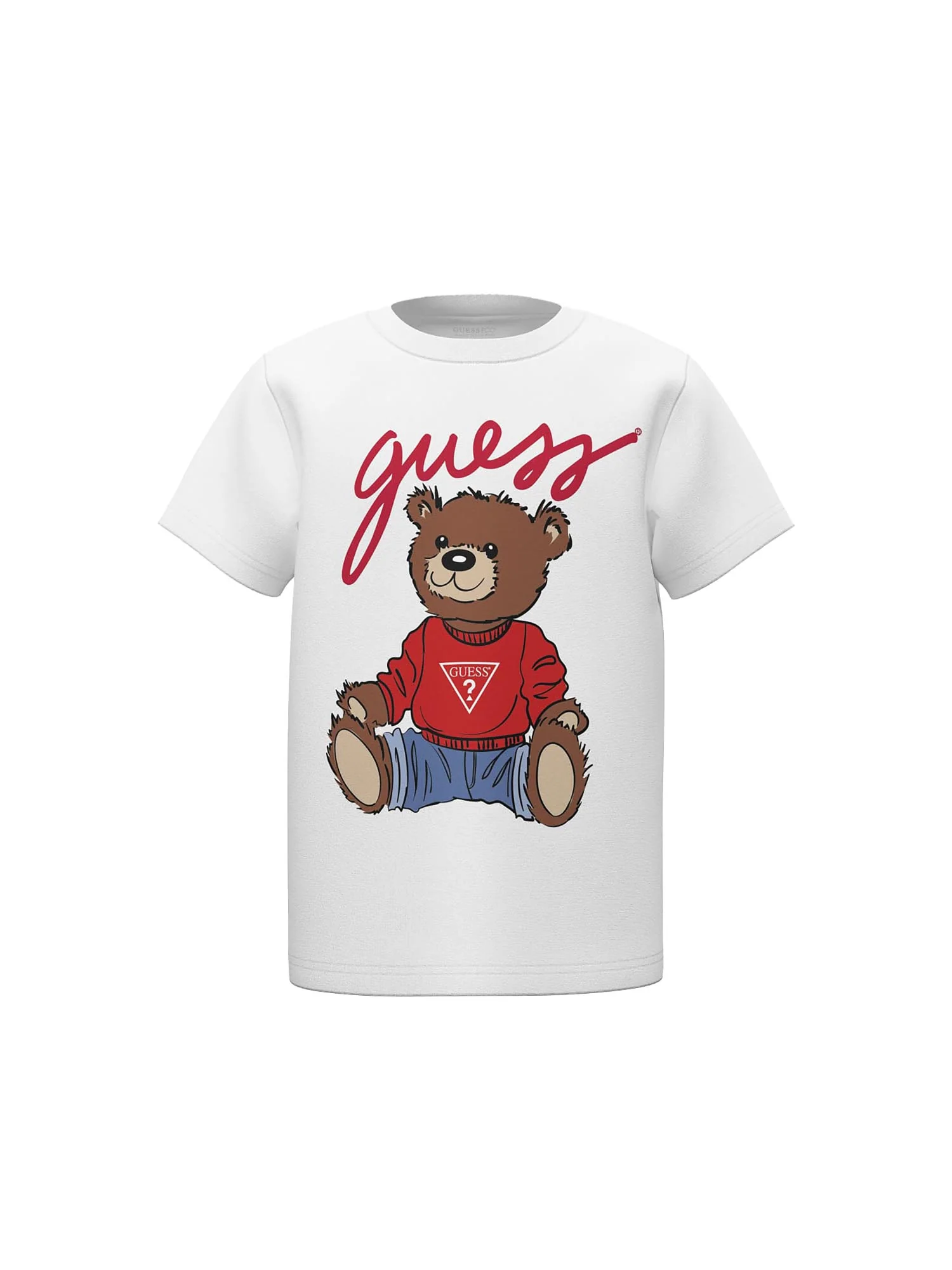 T-shirt Guess Bambino stampa bear bianco
