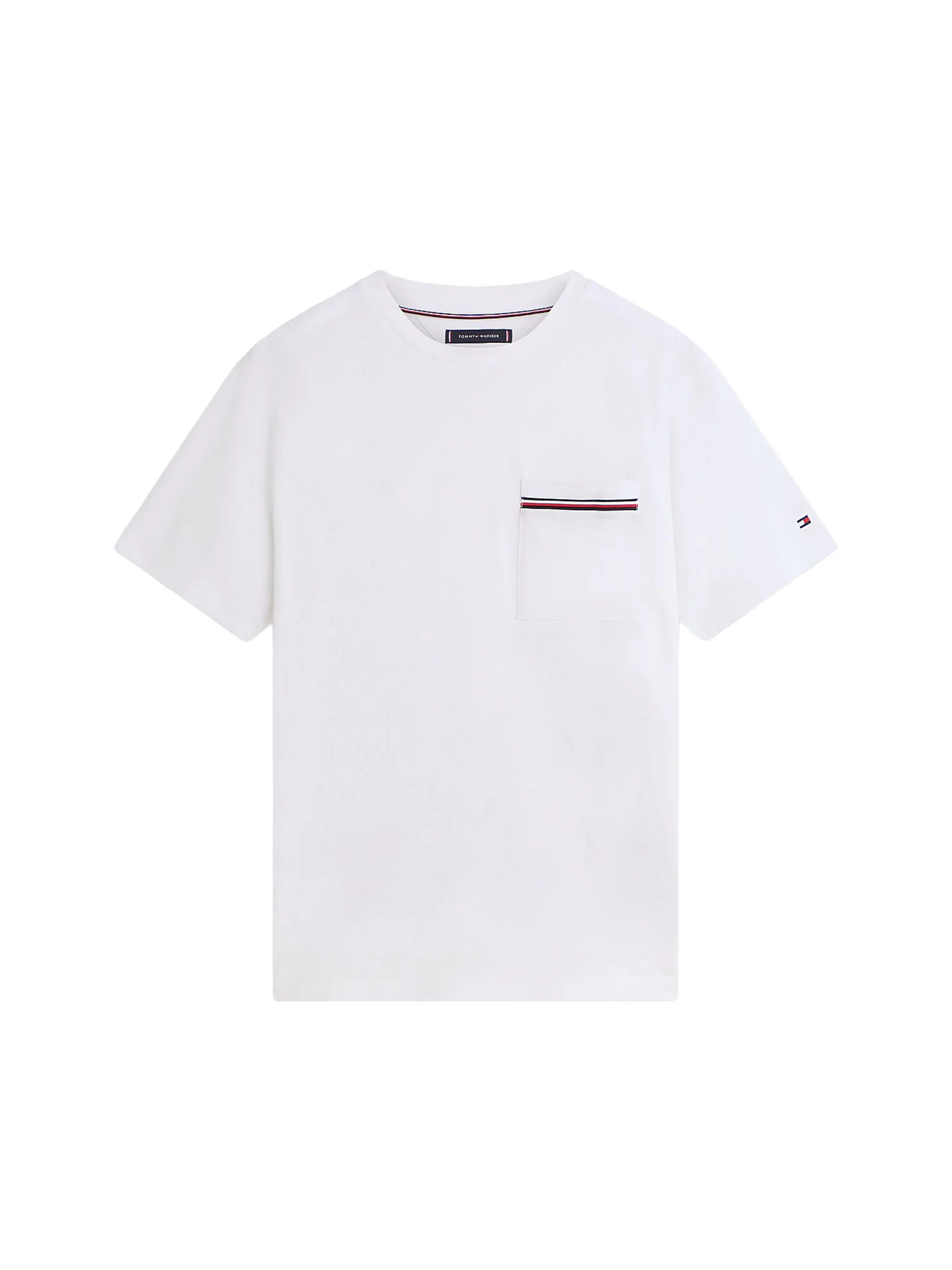 T-shirt con maniche corte Tommy Hilfiger modello pocket global stripe bianco - Image 3